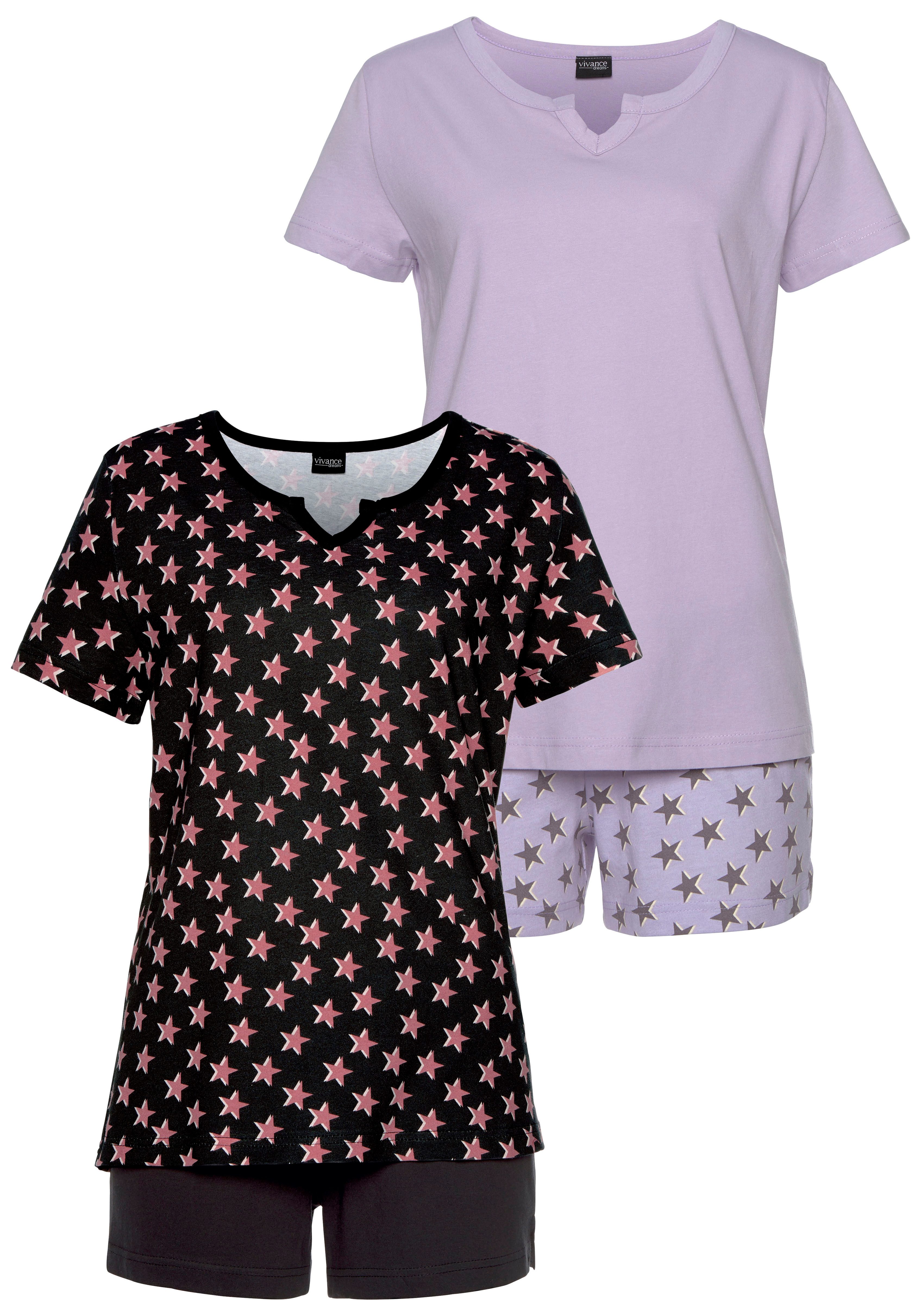 Vivance Dreams Shortama met sterrenprint (4-delig Set van 2)