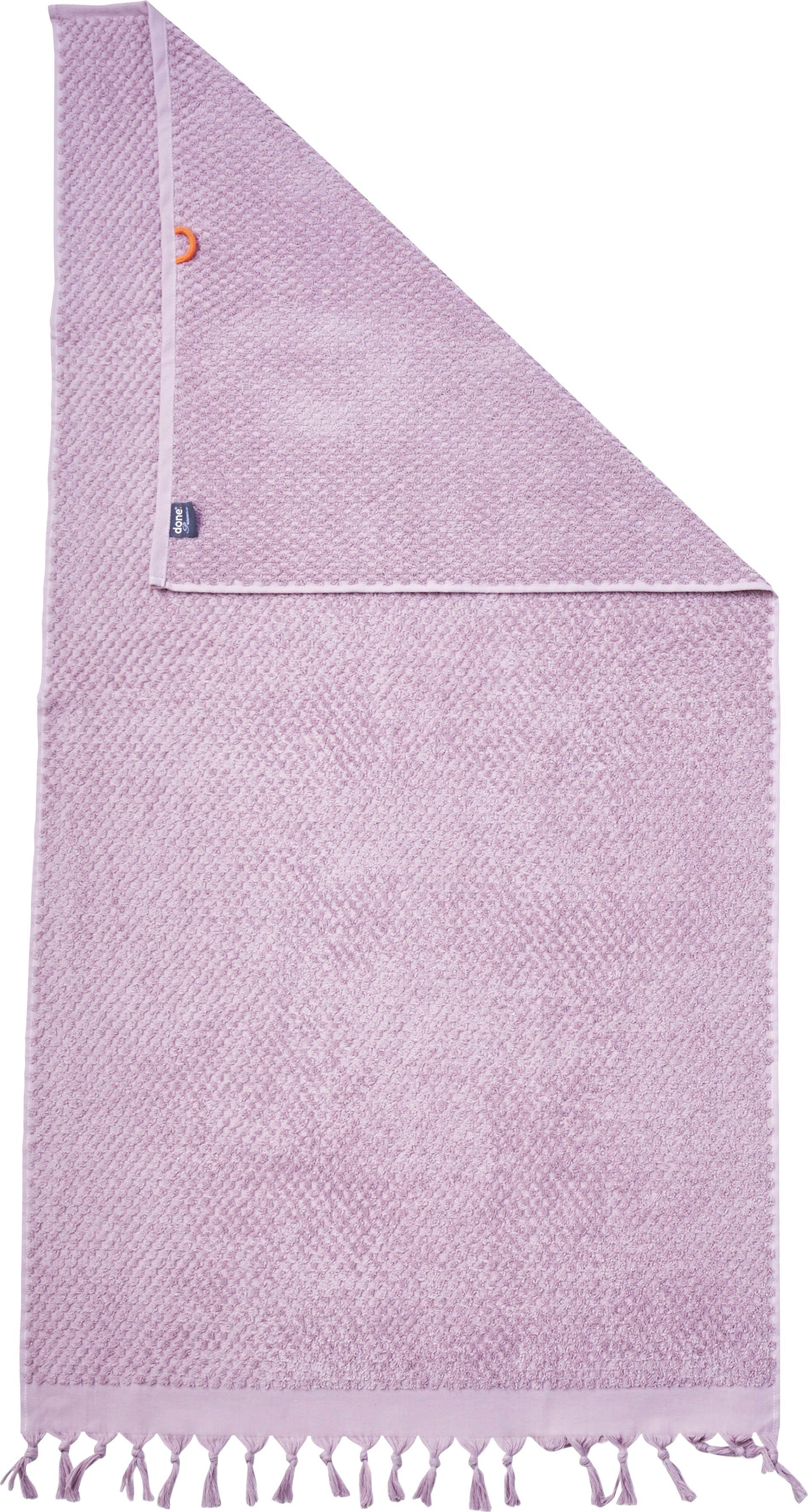 done.® Douchelaken Provence HONEYCOMB Unikleurig, in honingraten-look, met franje (1 stuk)
