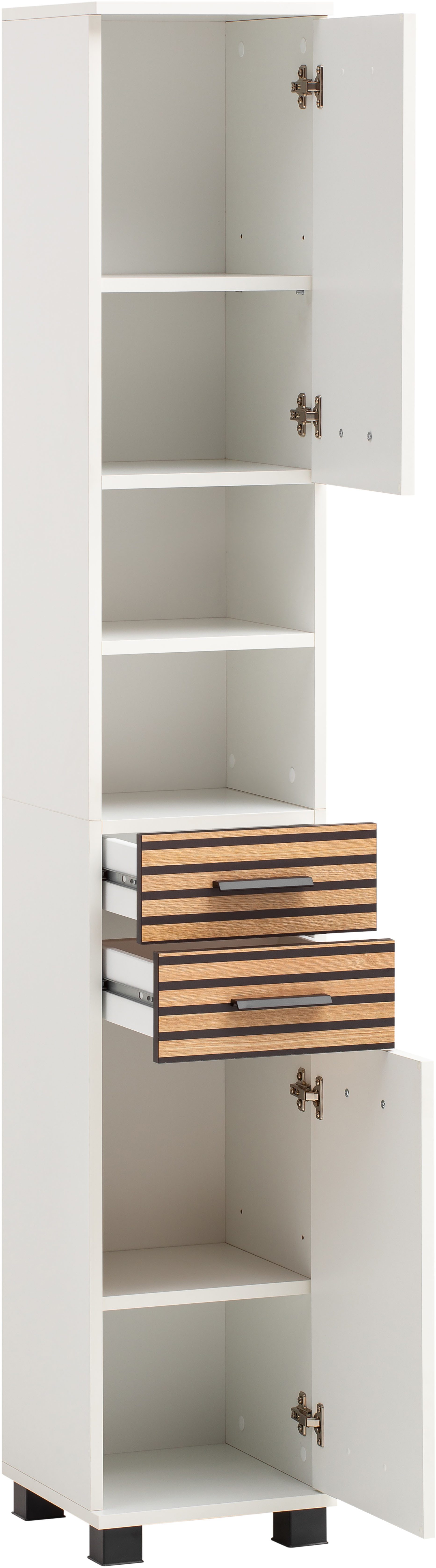 Schildmeyer Hoge kast Katta, breedte 30 cm Verwisselbare deur aanslag, lades met akoestische print