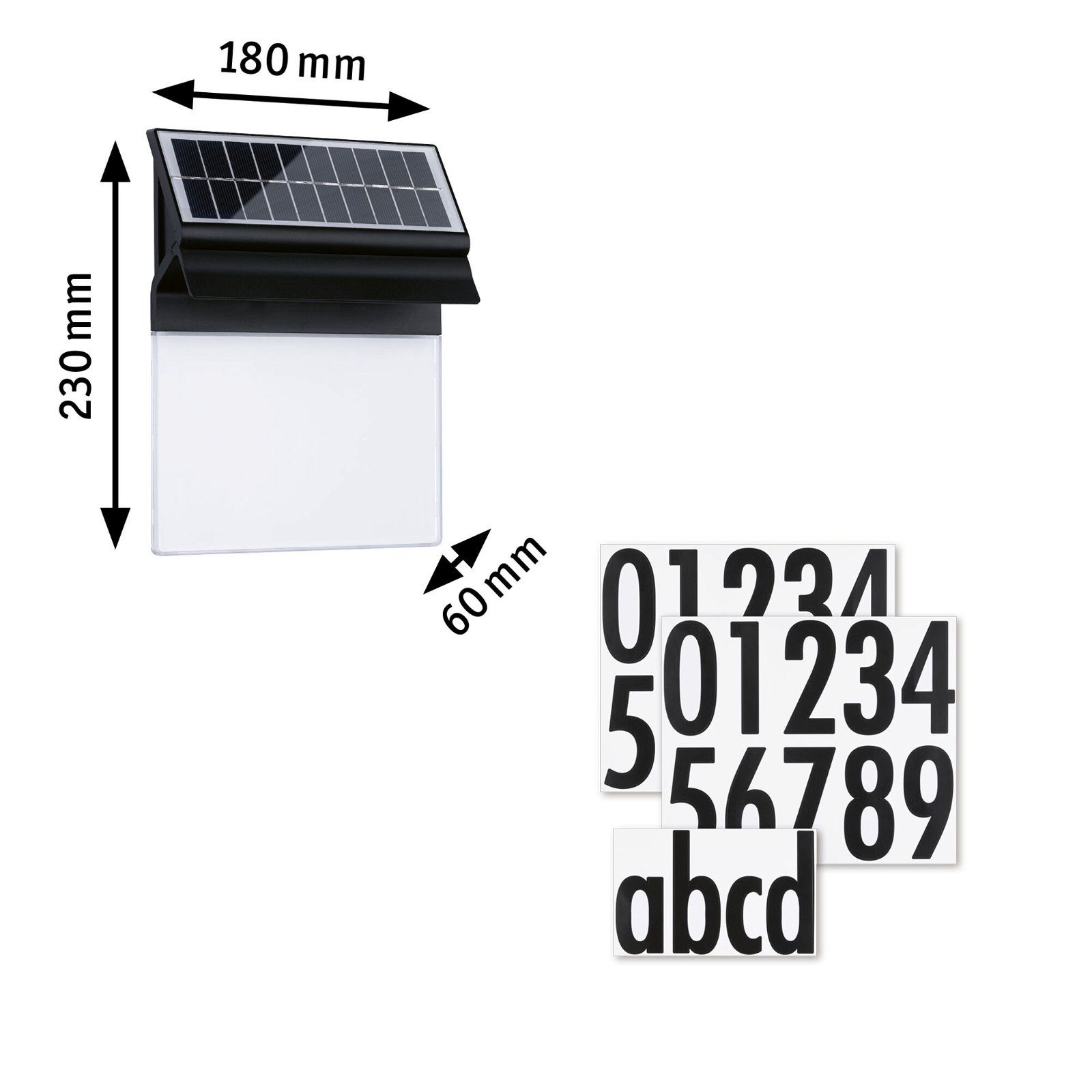 Paulmann Led-wandlamp voor buiten Solar Huisnummerlamp Neda IP44 3000K 14lm Zwart (1 stuk)