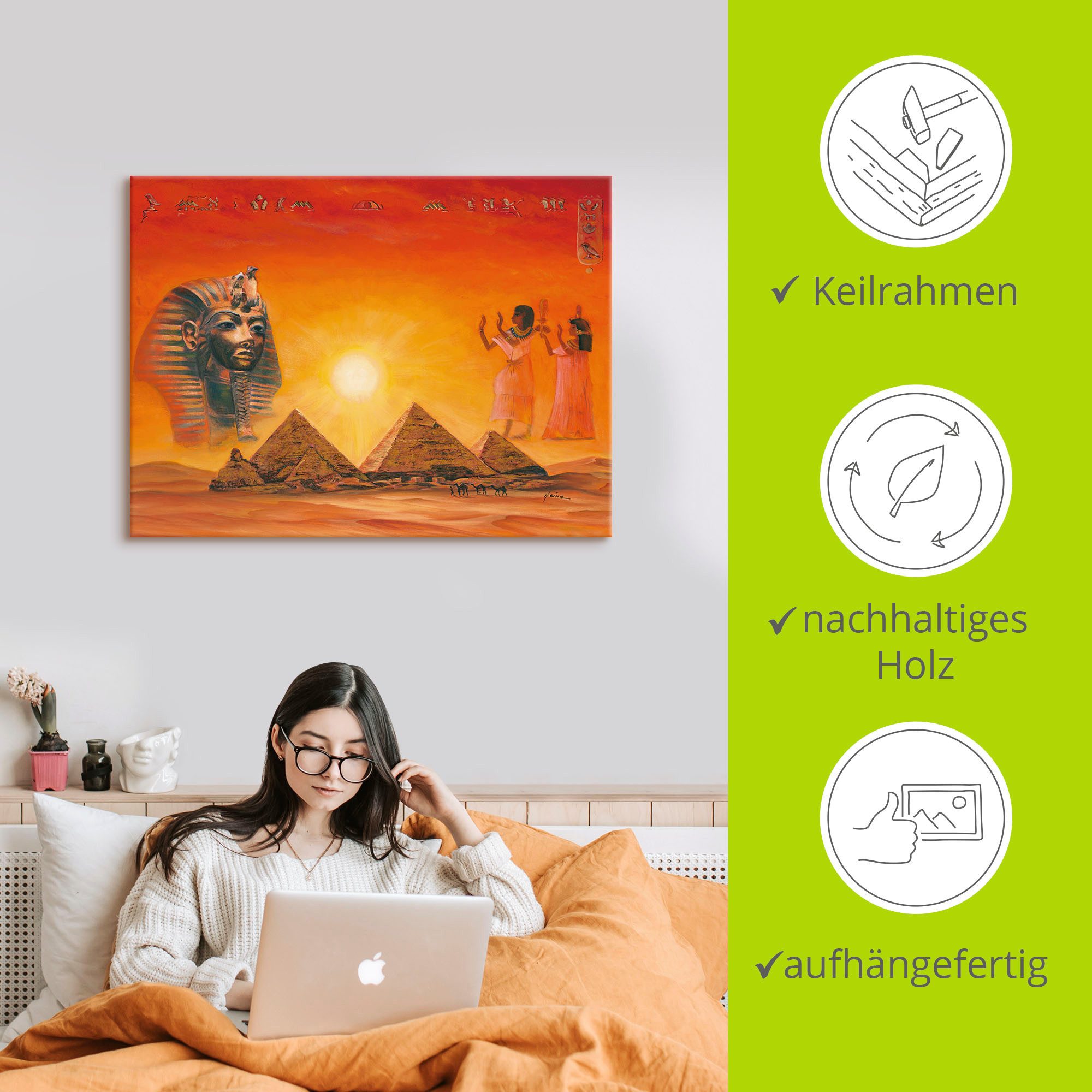Artland Artprint Egyptische impressies als artprint van aluminium, artprint voor buiten, artprint op linnen, poster, muursticker