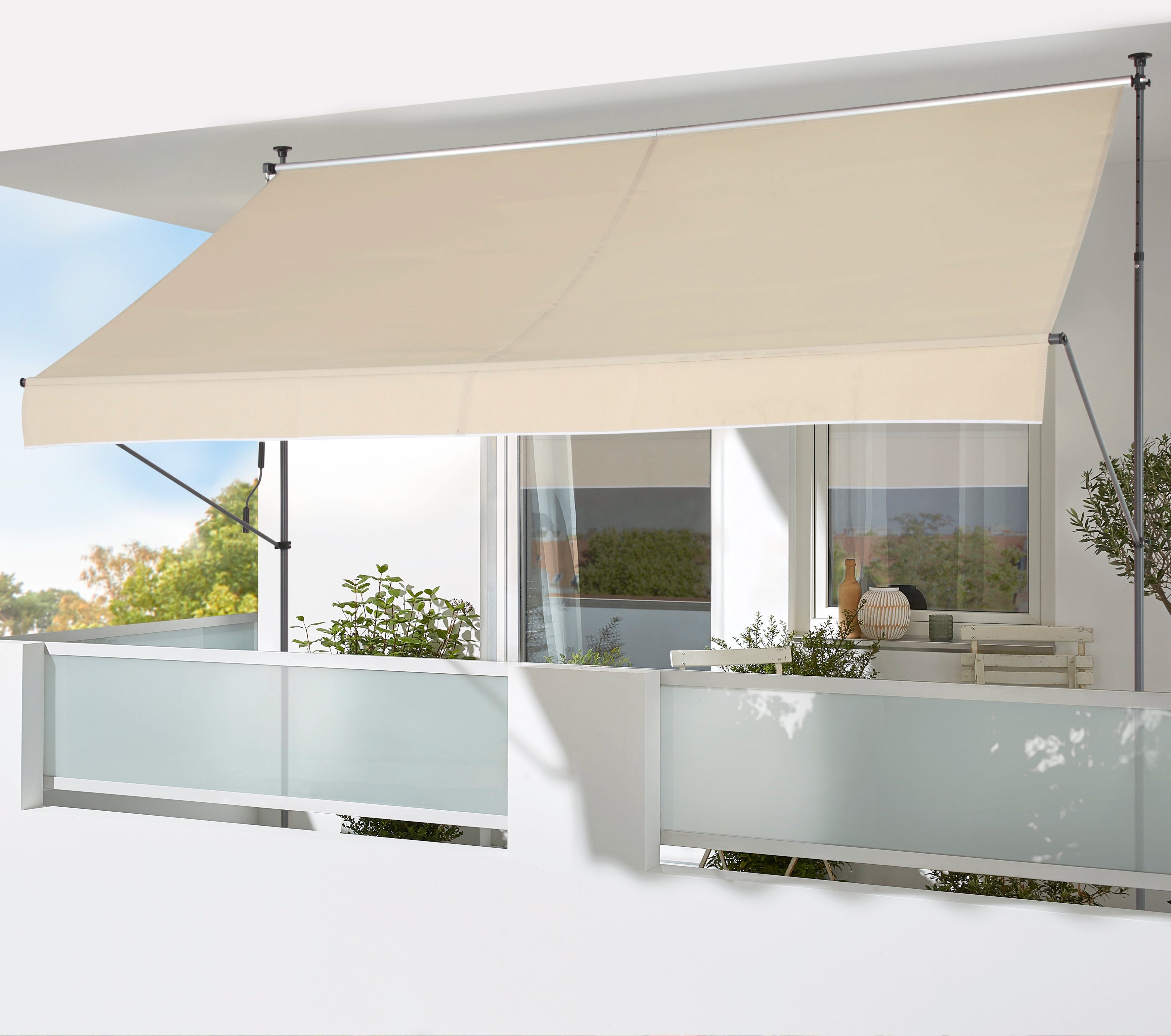 KONIFERA Klemzonnescherm Breedte/uitval: 300x150 cm zonneschermen beige