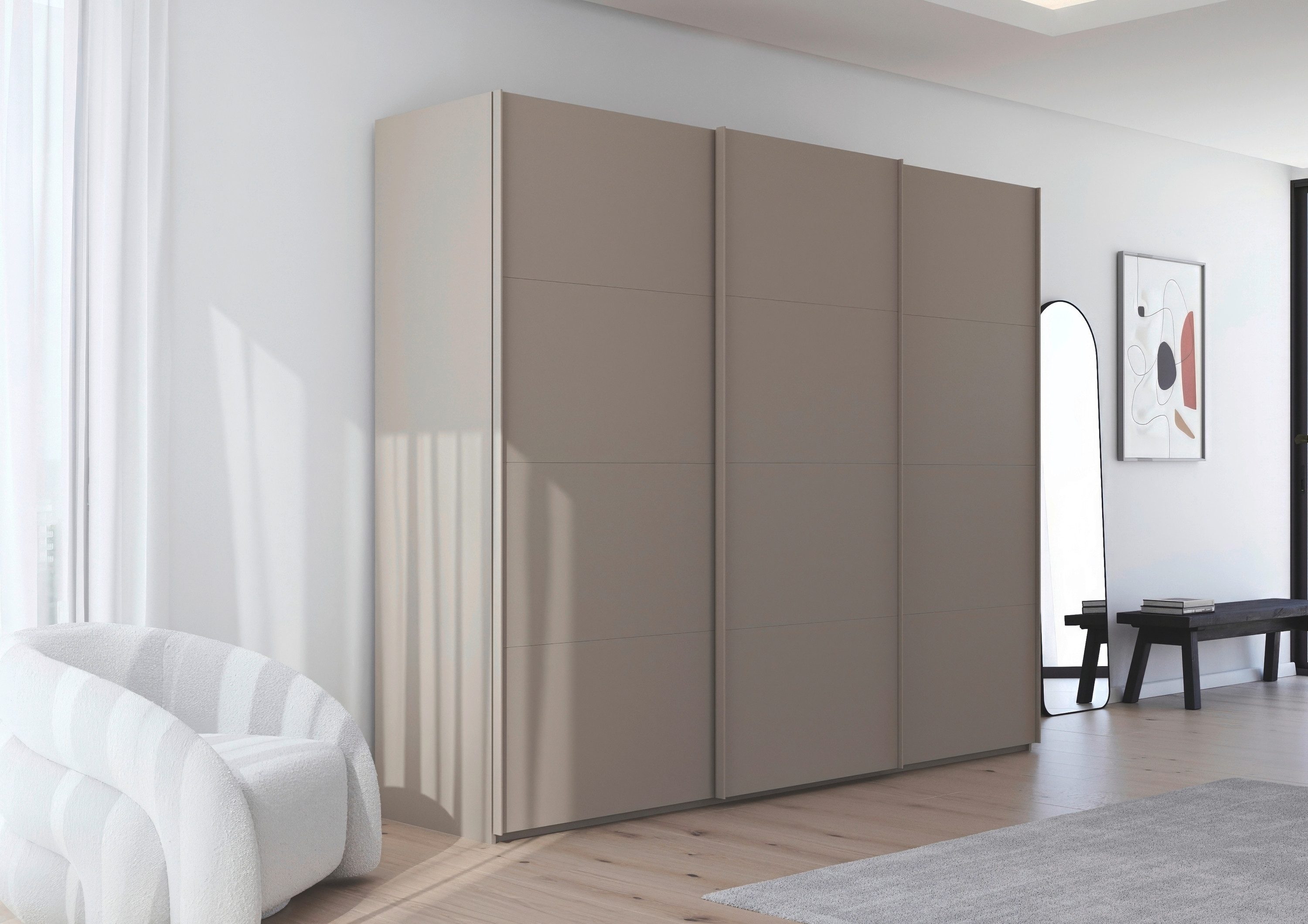 rauch Schuifdeurkast Kledingkast Kast Garderobe Slaapkamerkast SCALE-FYRA edel vierdelige deuren veel kleuren en handgreep-kleuren made in germany