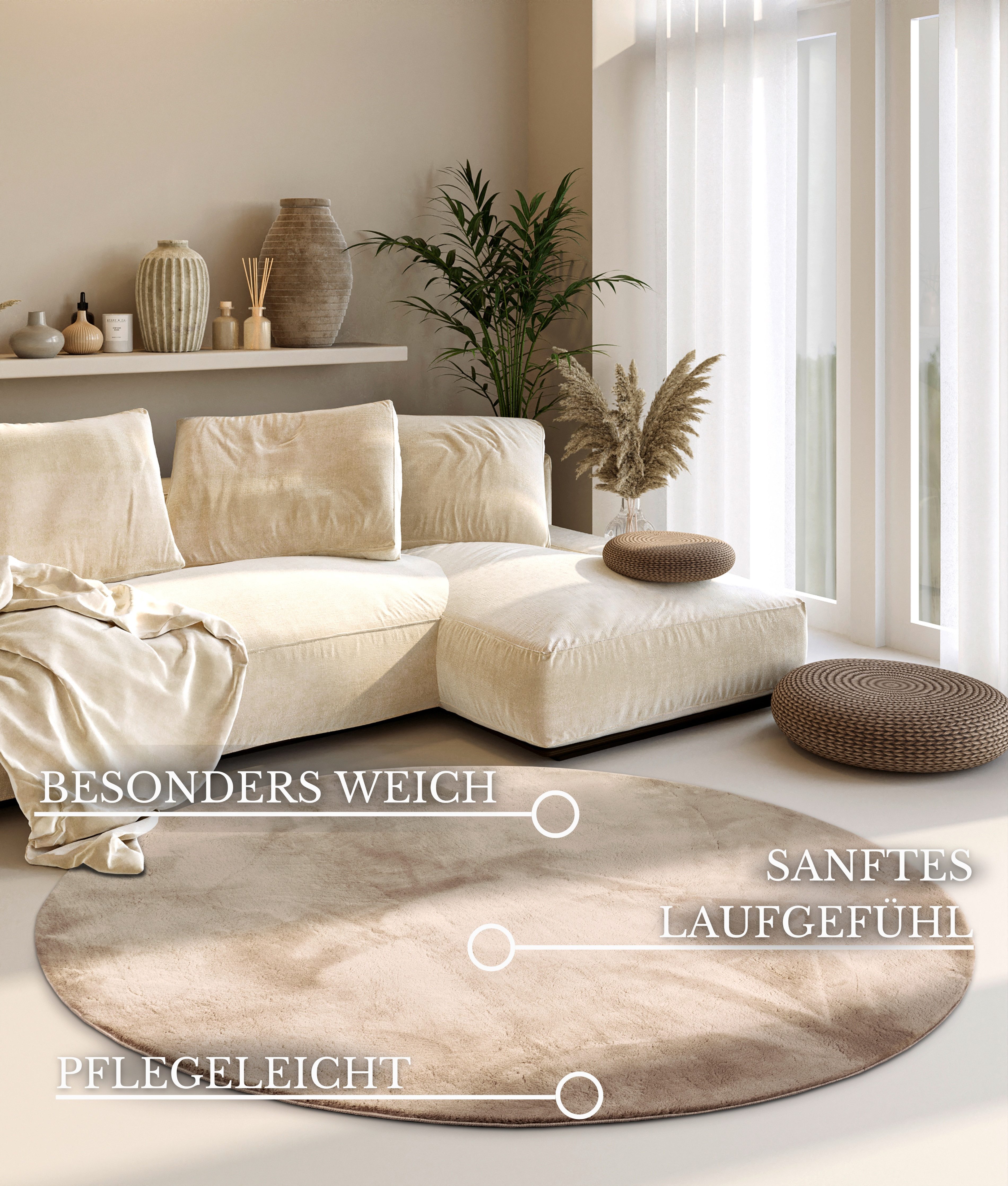 Villeroy & Boch Vloerkleed Leon Lange pool, shaggy, effen, pluizig, zacht, glanzend, modern, effen