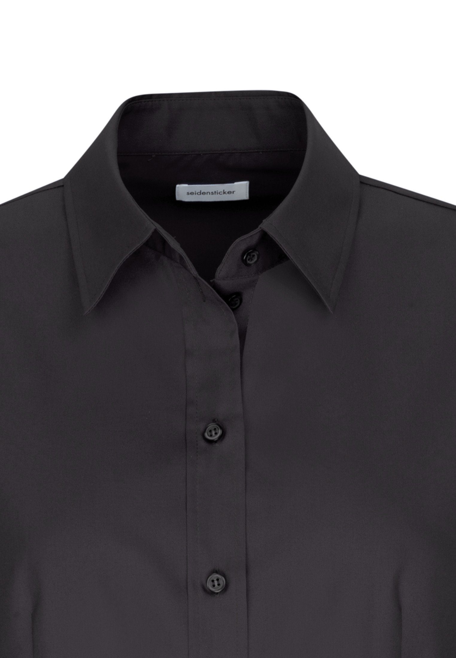 seidensticker Overhemdblouse Zwarte roos Lange mouwen kraag uni