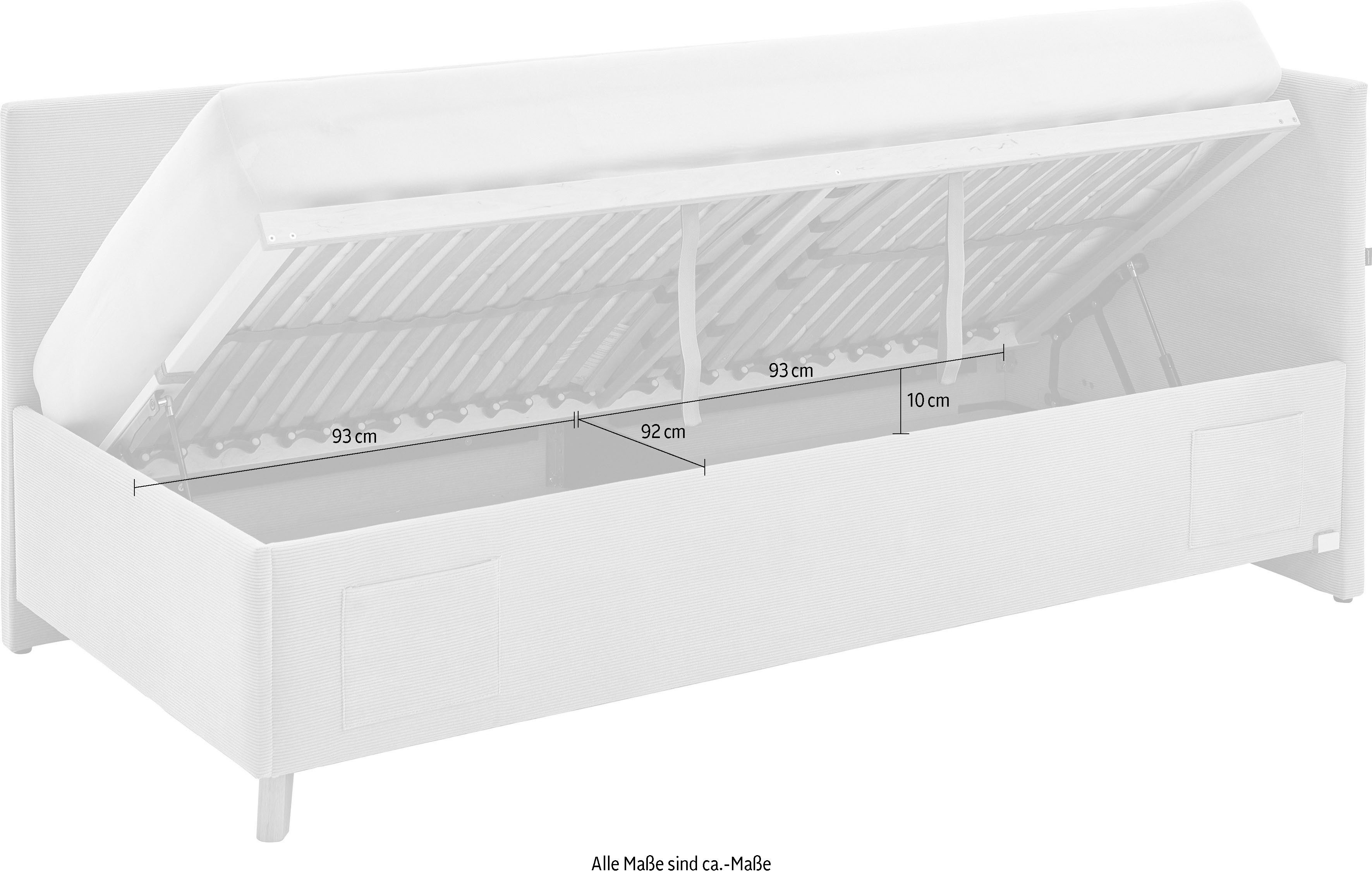 meise.möbel Kinderledikant COOL II Bekleed bed naar keuze met bedkist, tienerbed inclusief USB-aansluitingen