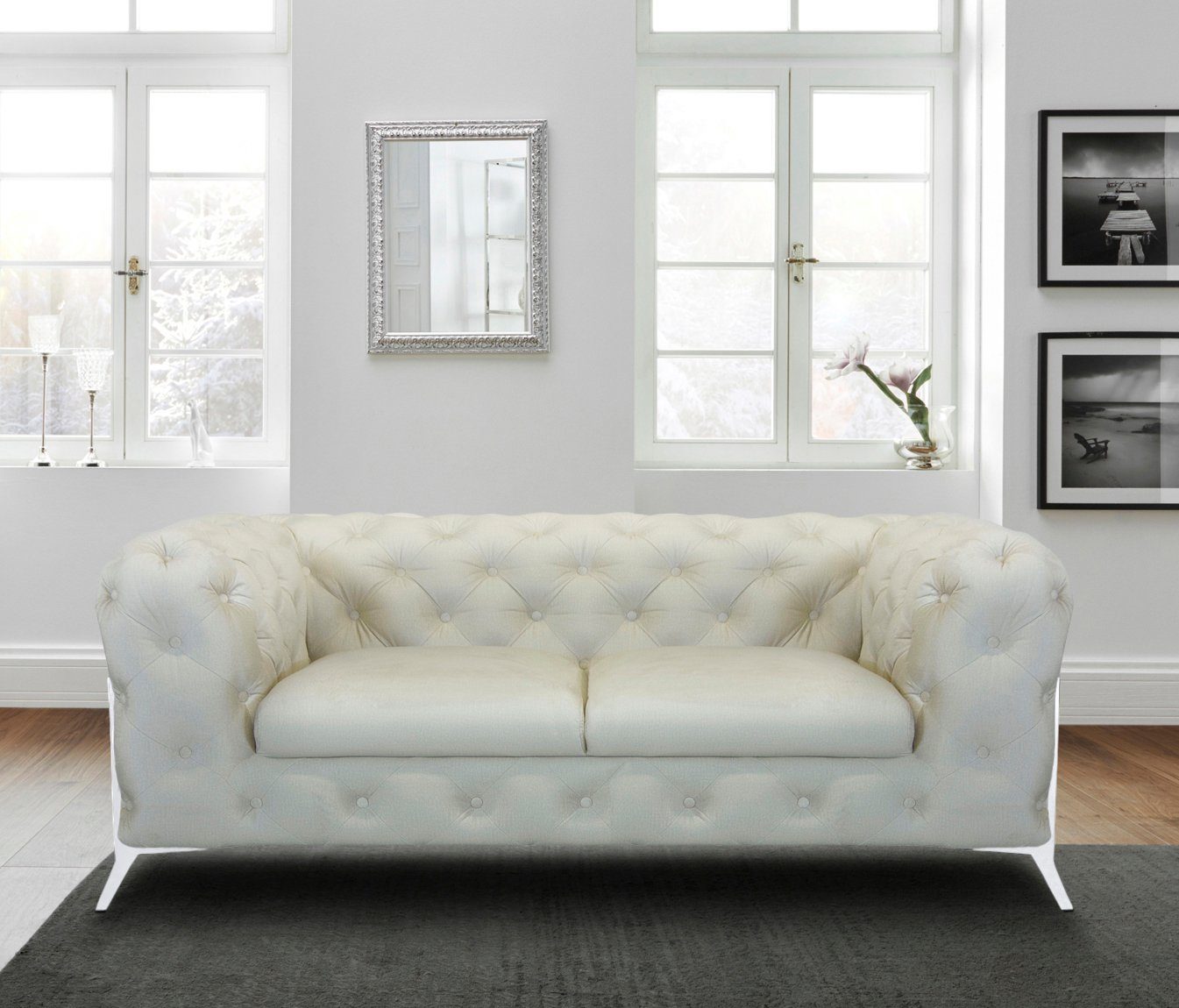 Leonique Chesterfield-bank Amaury luxueuze capitonnage, moderne chesterfield look, kleur van de poten ter keuze