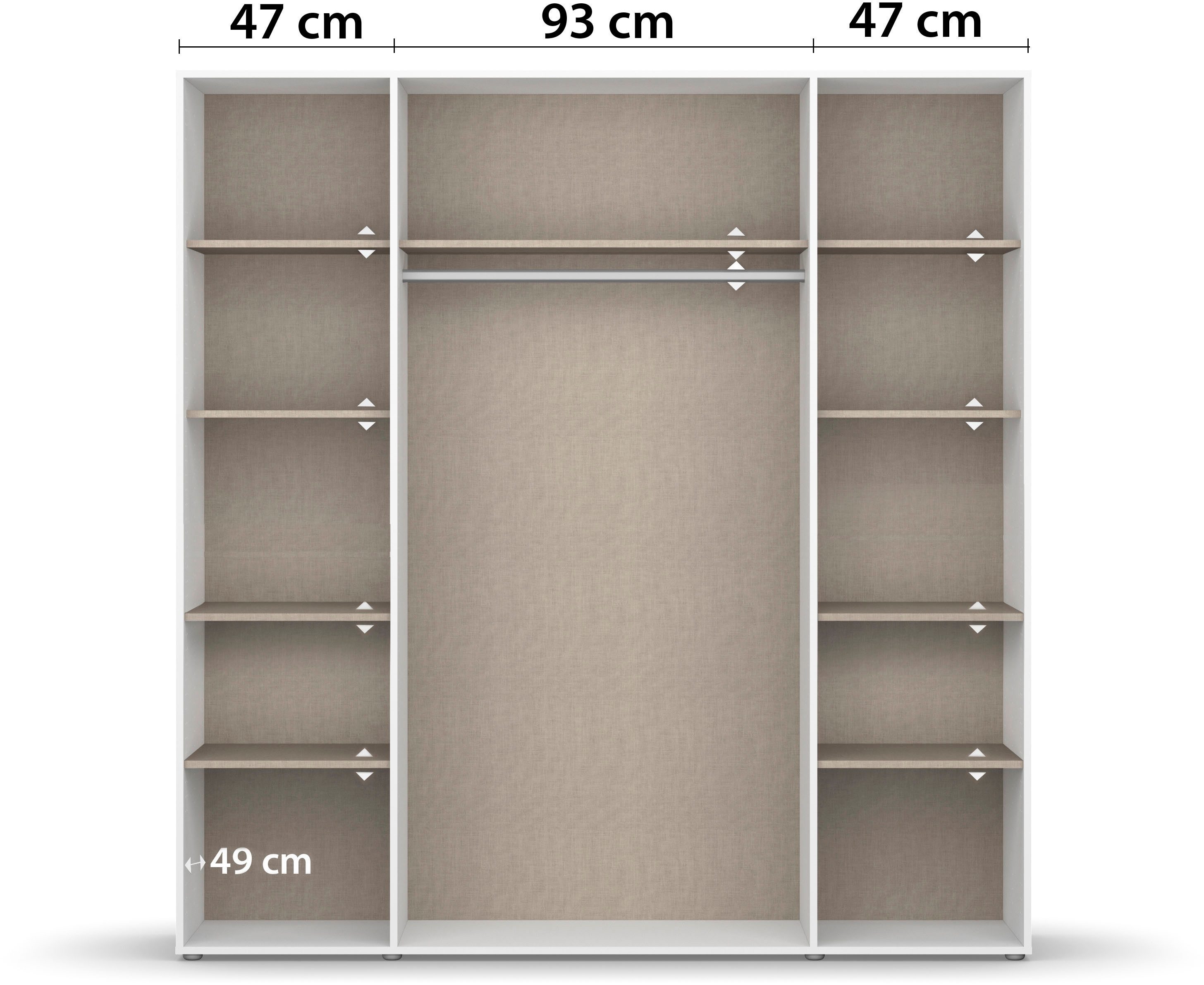 rauch Draaideurkast Kledingkast Kast Garderobe Wasmand NAGATA met Spiegel und modernen stangengriffen in graumetallic topseller made in germany