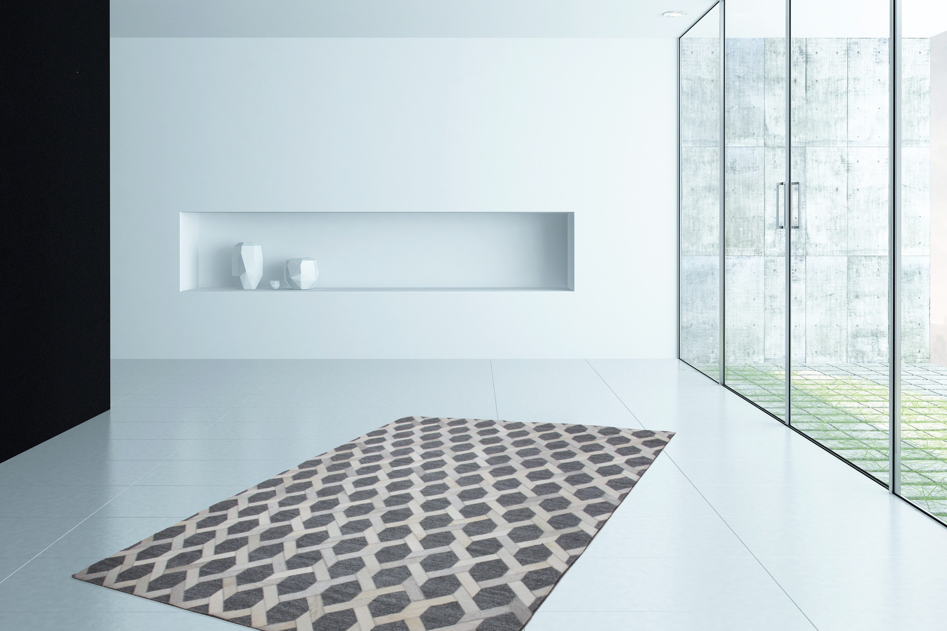 Kayoom Vloerkleed Chimera 110 Materiaalmix van viscose en leer, handgemaakt uniek stuk