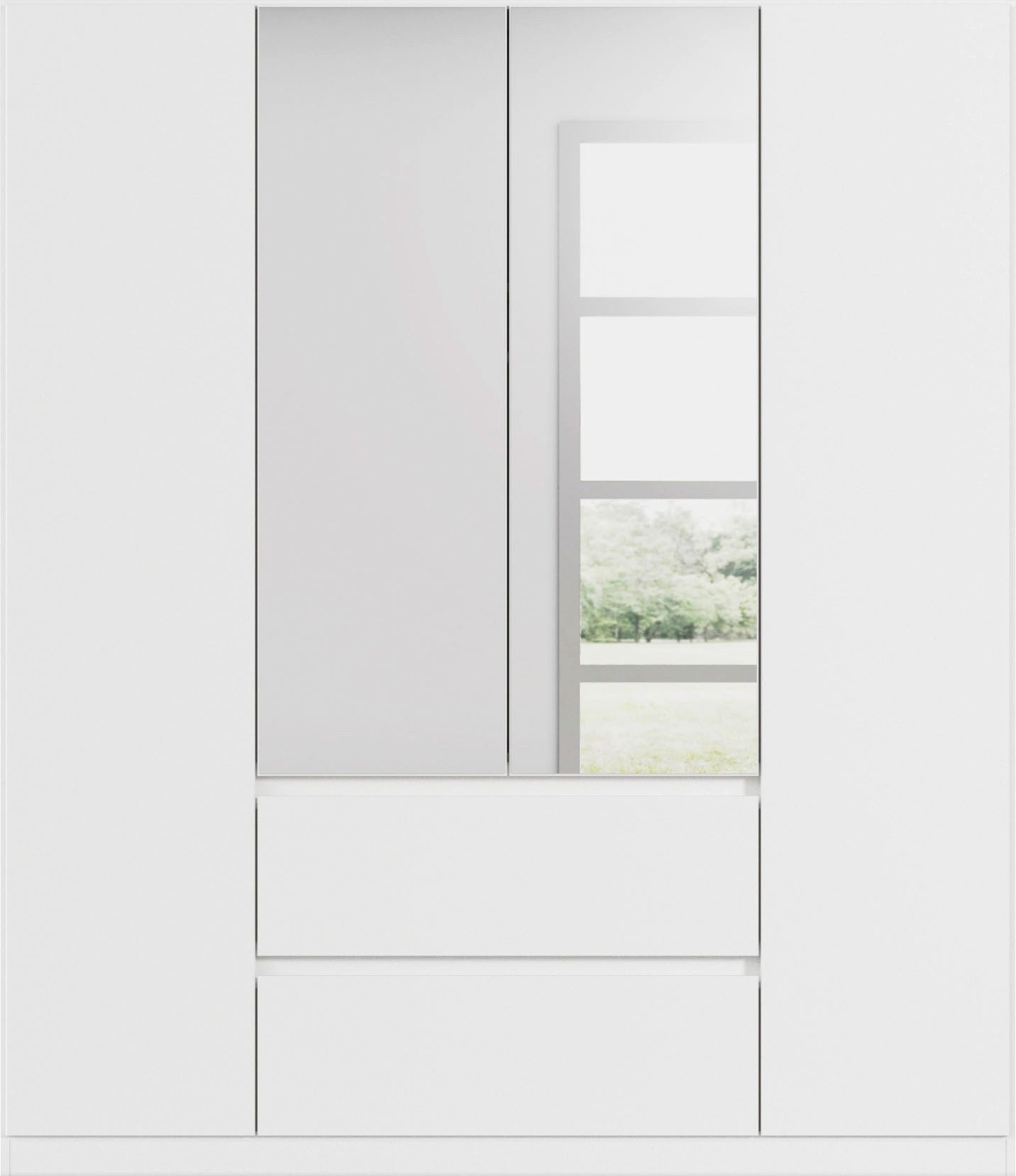 rauch Draaideurkast Kledingkast met spiegel garderobe MAINZ greeploos front met spiegel, buitendeuren met push-to-openfunctie
