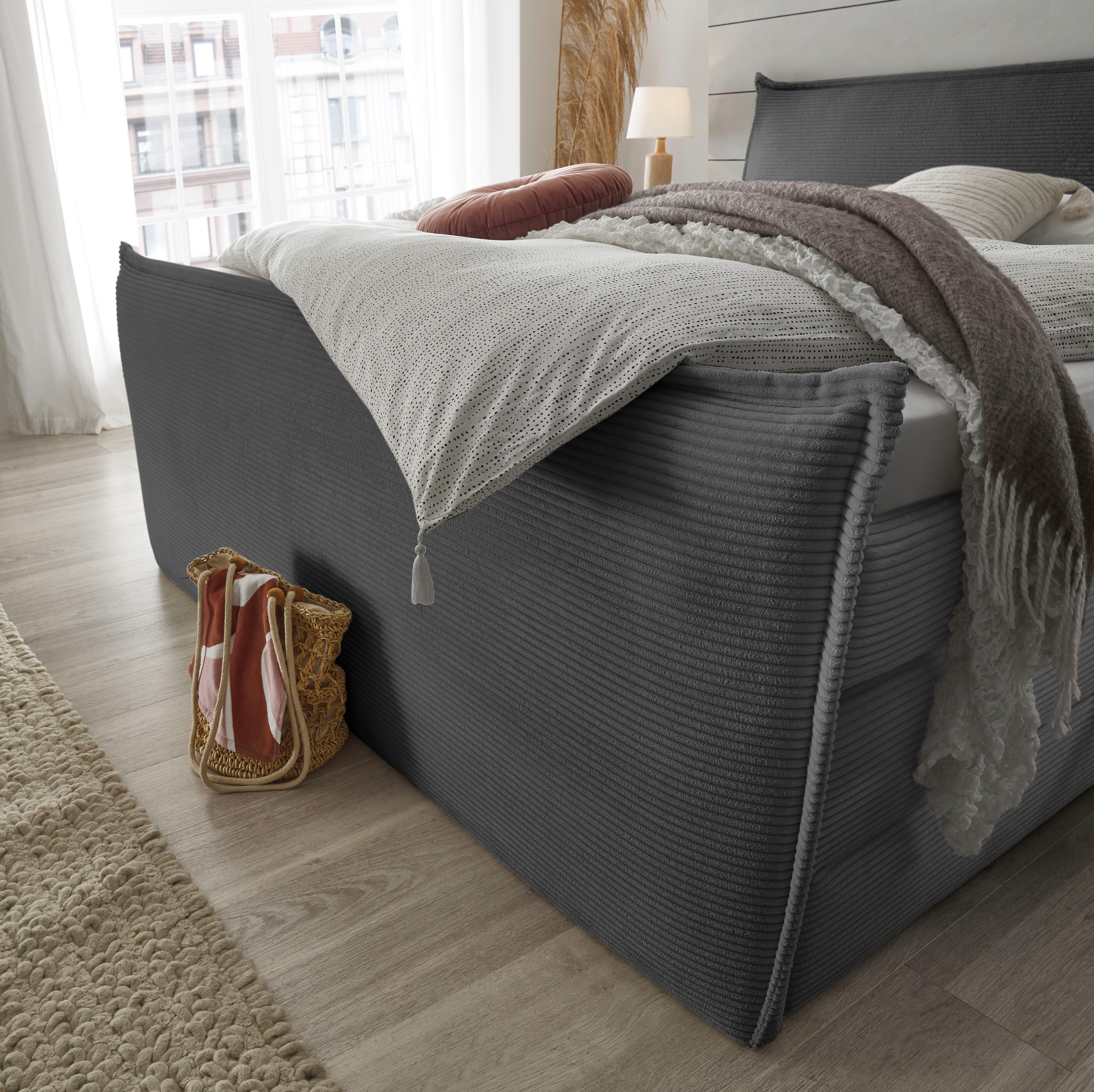 set one by Musterring Boxspring Florida in moderne cord bekleding, met bedlade, in 3 maten verkrijgbaar