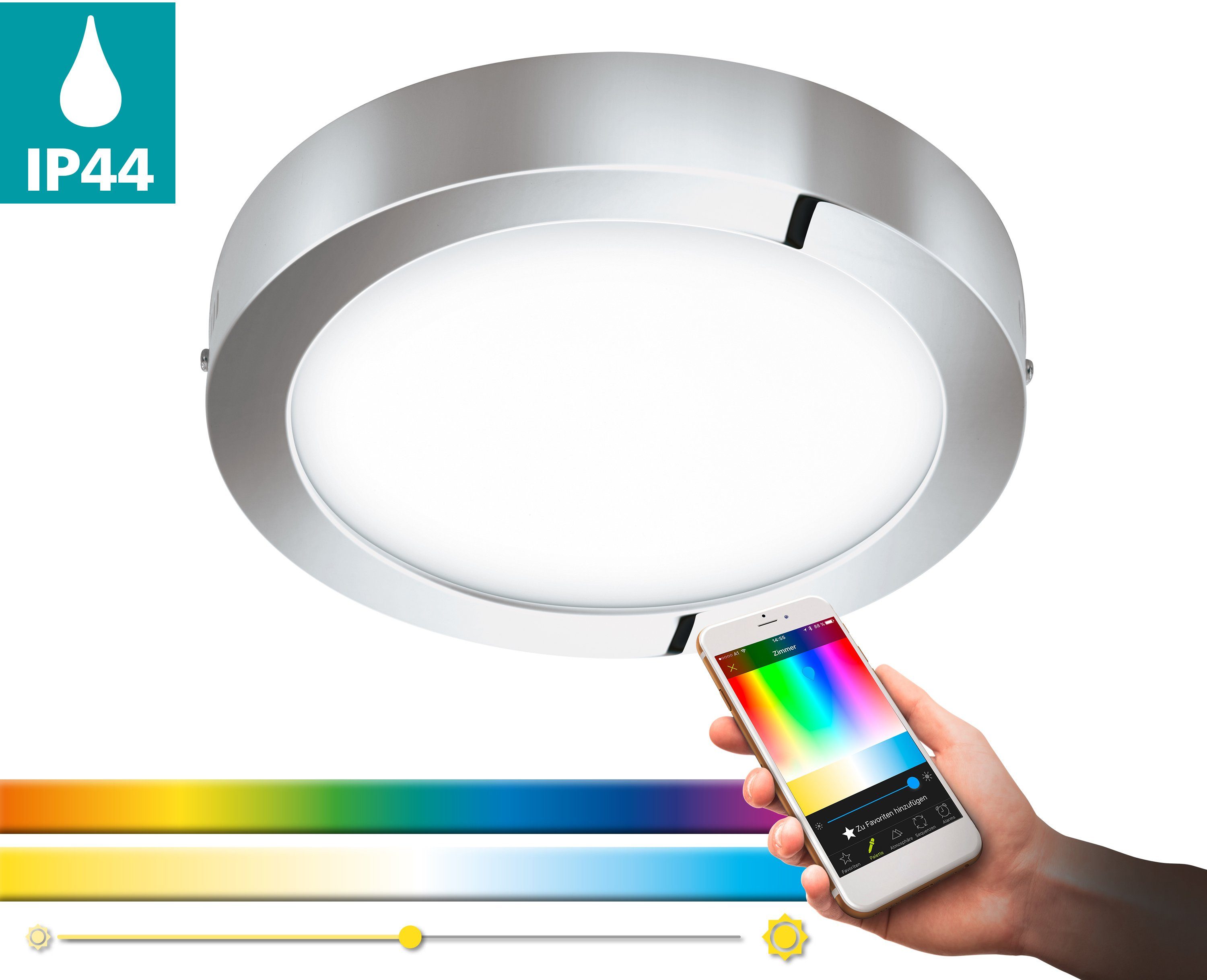 EGLO Opbouwarmatuur FUEVA-C EGLO CONNECT, bediening via app + afstandsbediening, BLE, CCT, RGB (1 stuk)