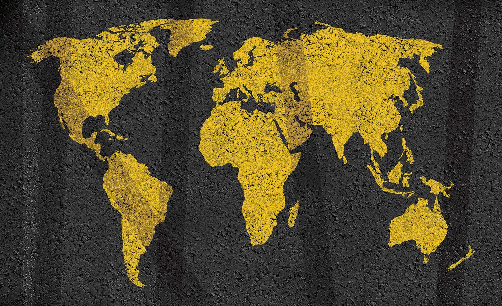 Consalnet Vliesbehang Gele landkaart verschillend motiefformaten, voor het kantoor of woonkamer