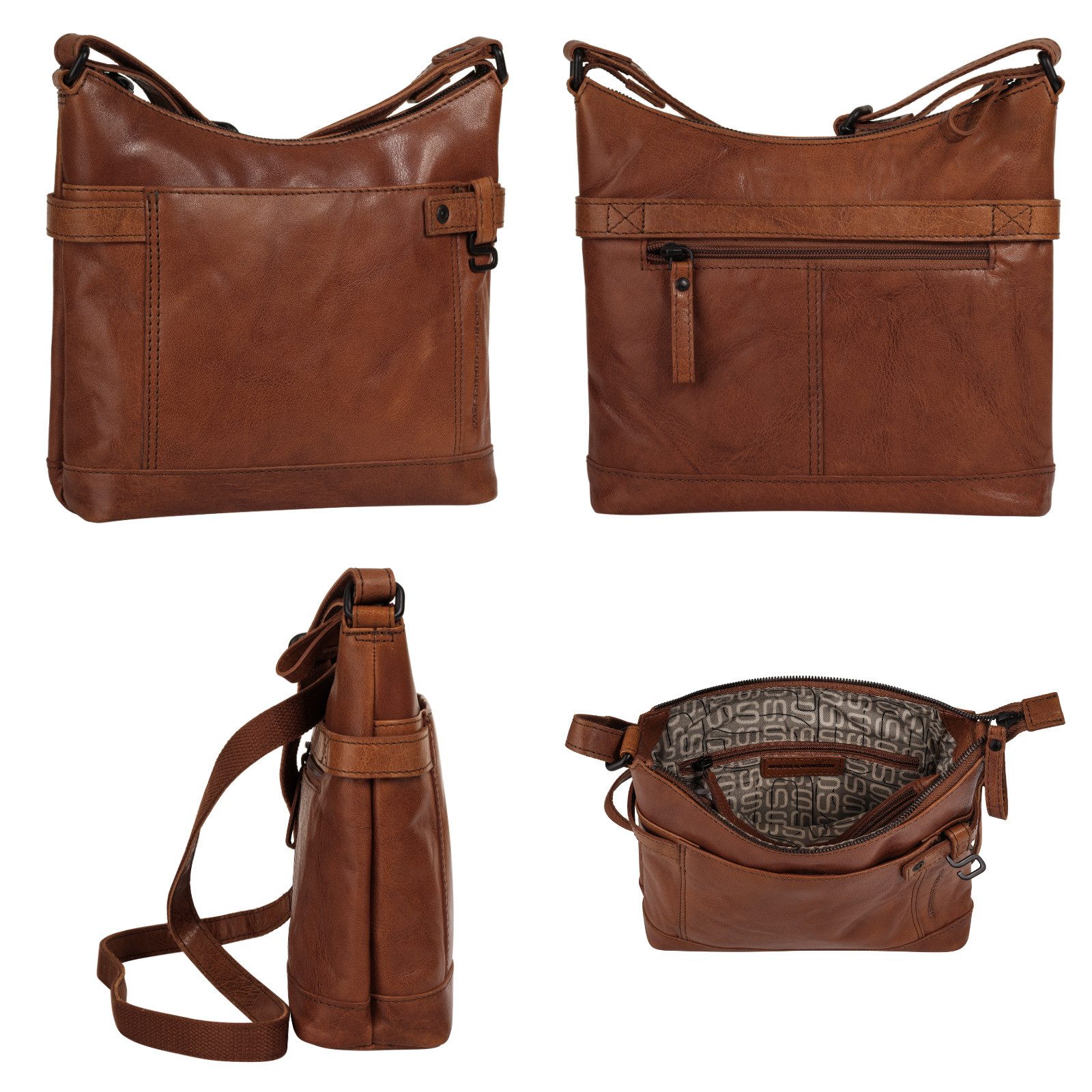 Spikes & Sparrow Schoudertas echt leder