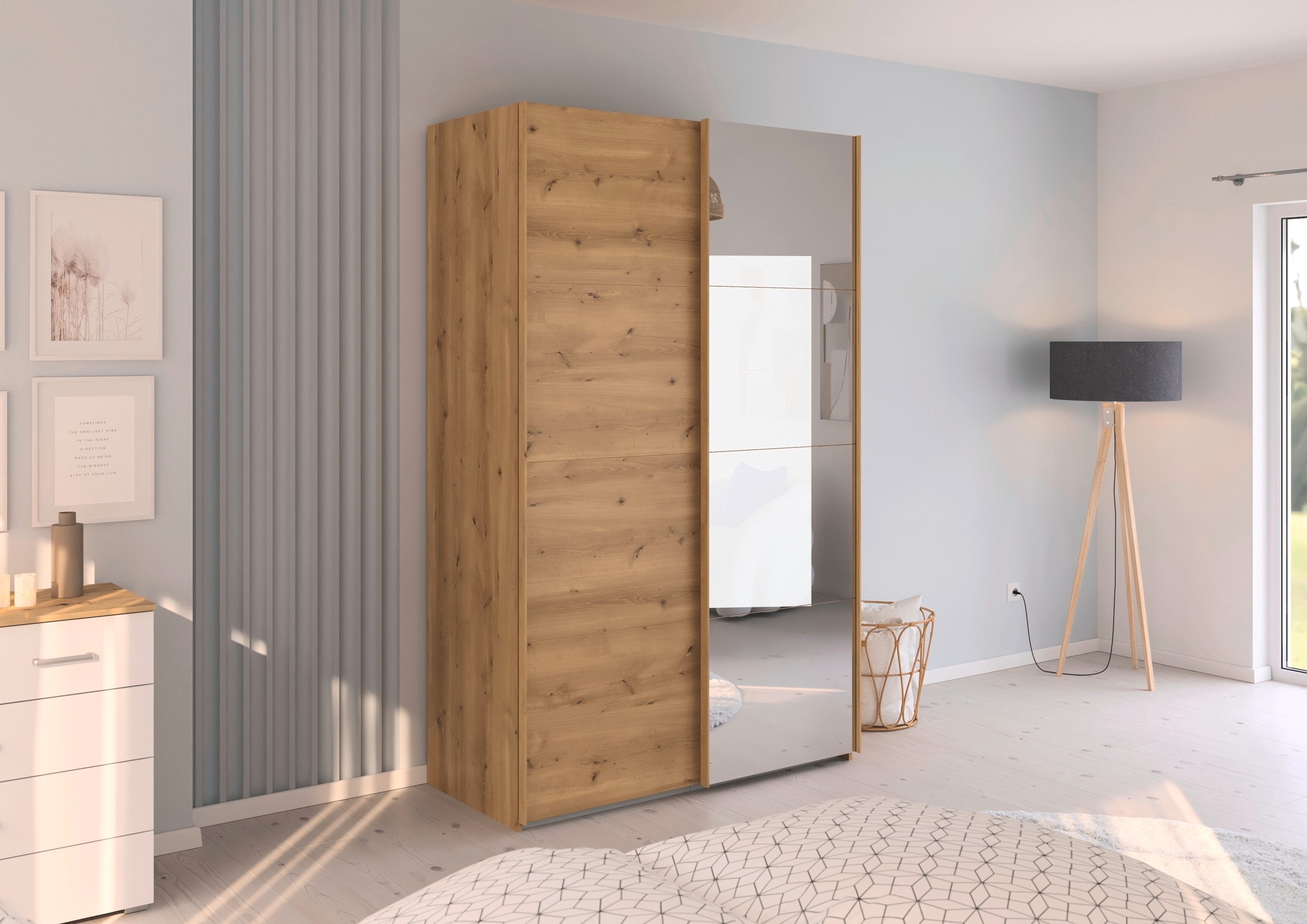 rauch Schuifdeurkast Kledingkast Kast Garderobe Slaapkamerkast EVELYN in elegante stijl met spiegel 5 breedtes veel opbergruimte made in germany