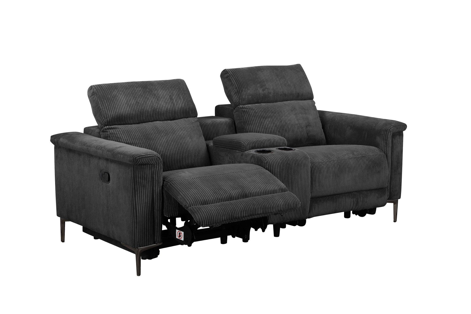Places of Style 2-zitsbank Lund in cord, 2-zits bioscoopbank, tv-fauteuil, multimedia-sofa, USB-A met elektrische of handmatige relaxfunctie, bekerhouder en opbergruimte