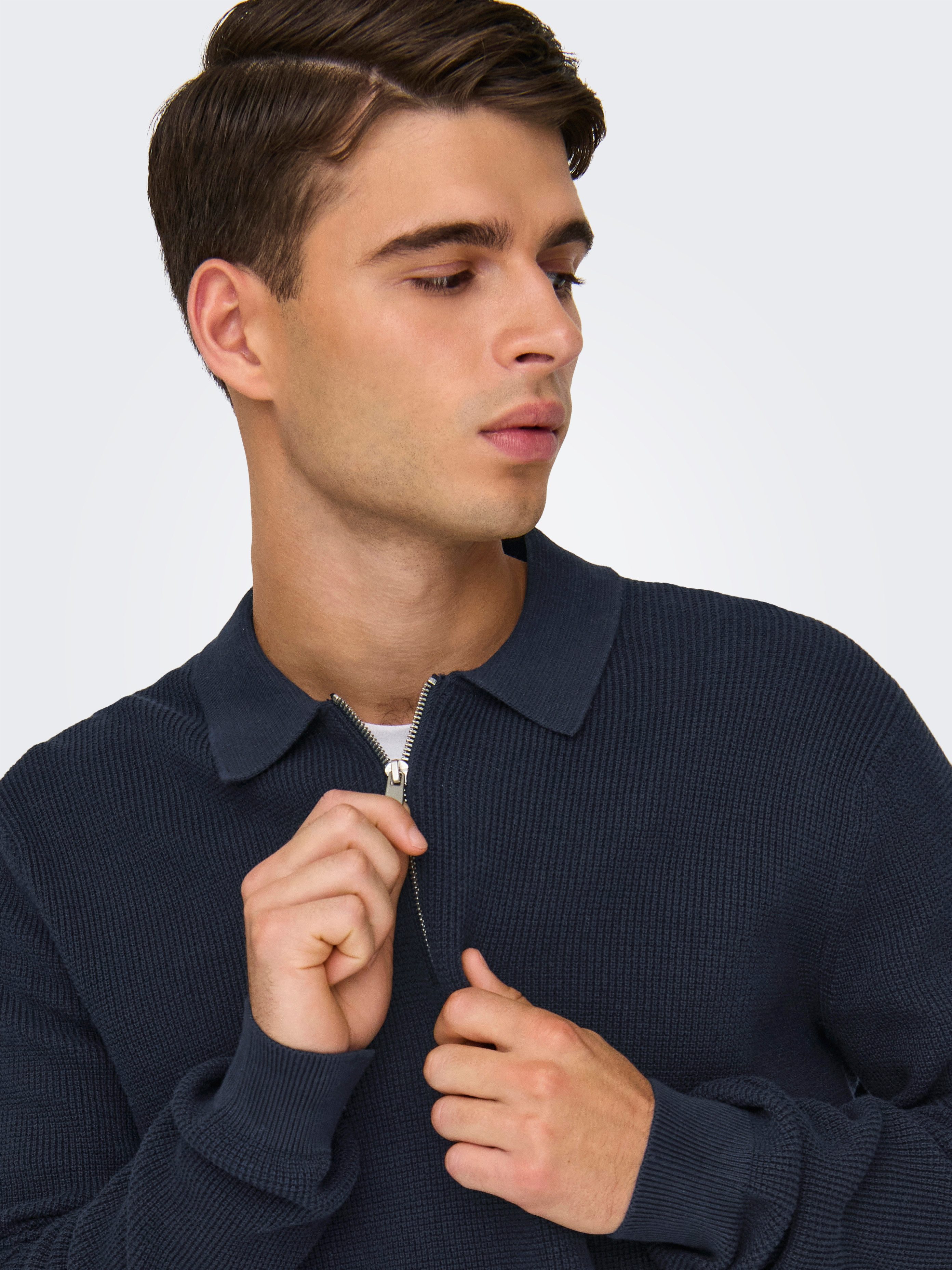 ONLY & SONS Trui met polokraag ONSMATTEO LS ZIP POLO