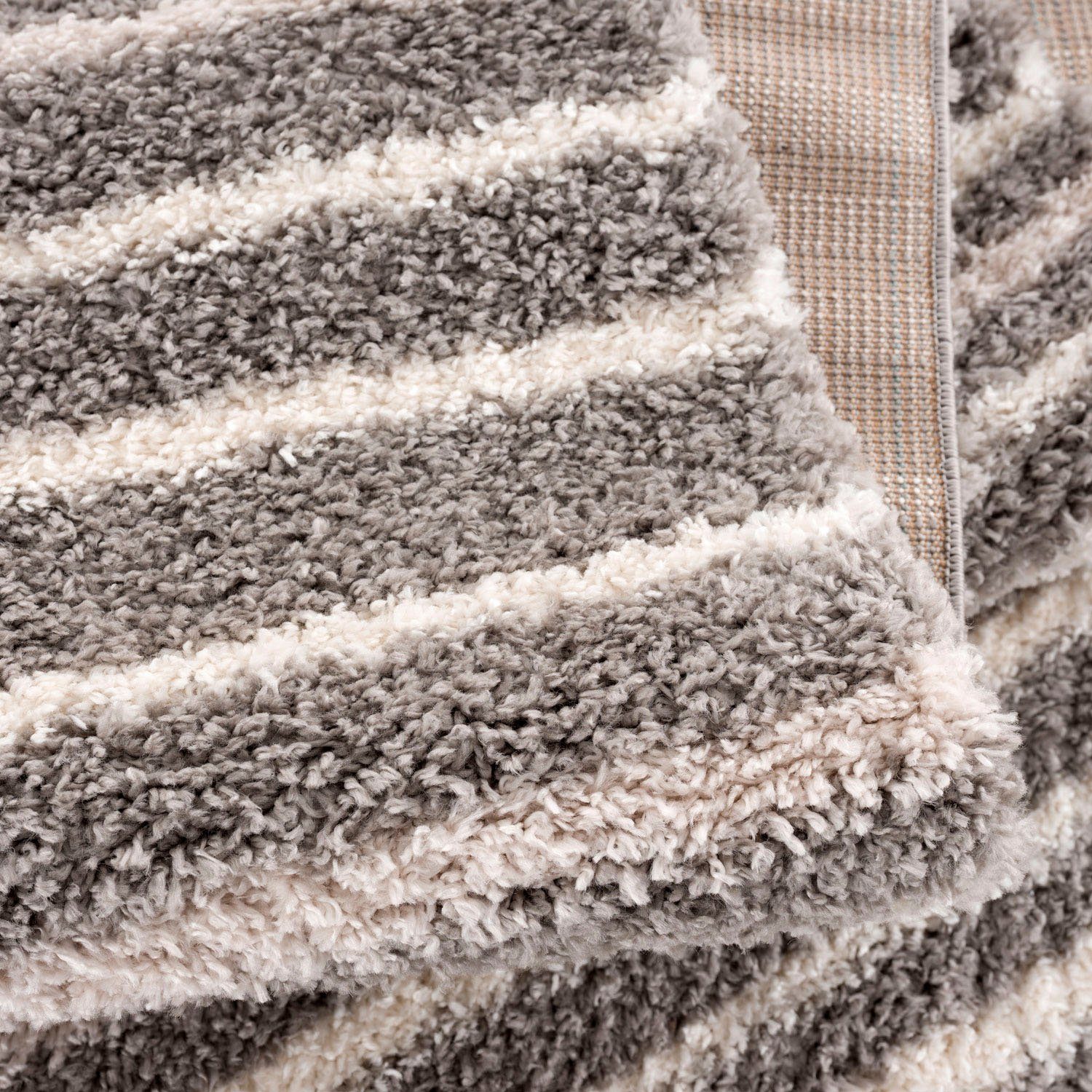 Carpet City Hoogpolig vloerkleed Pulpy 520 bijzonder zacht, met franje, strepen-look