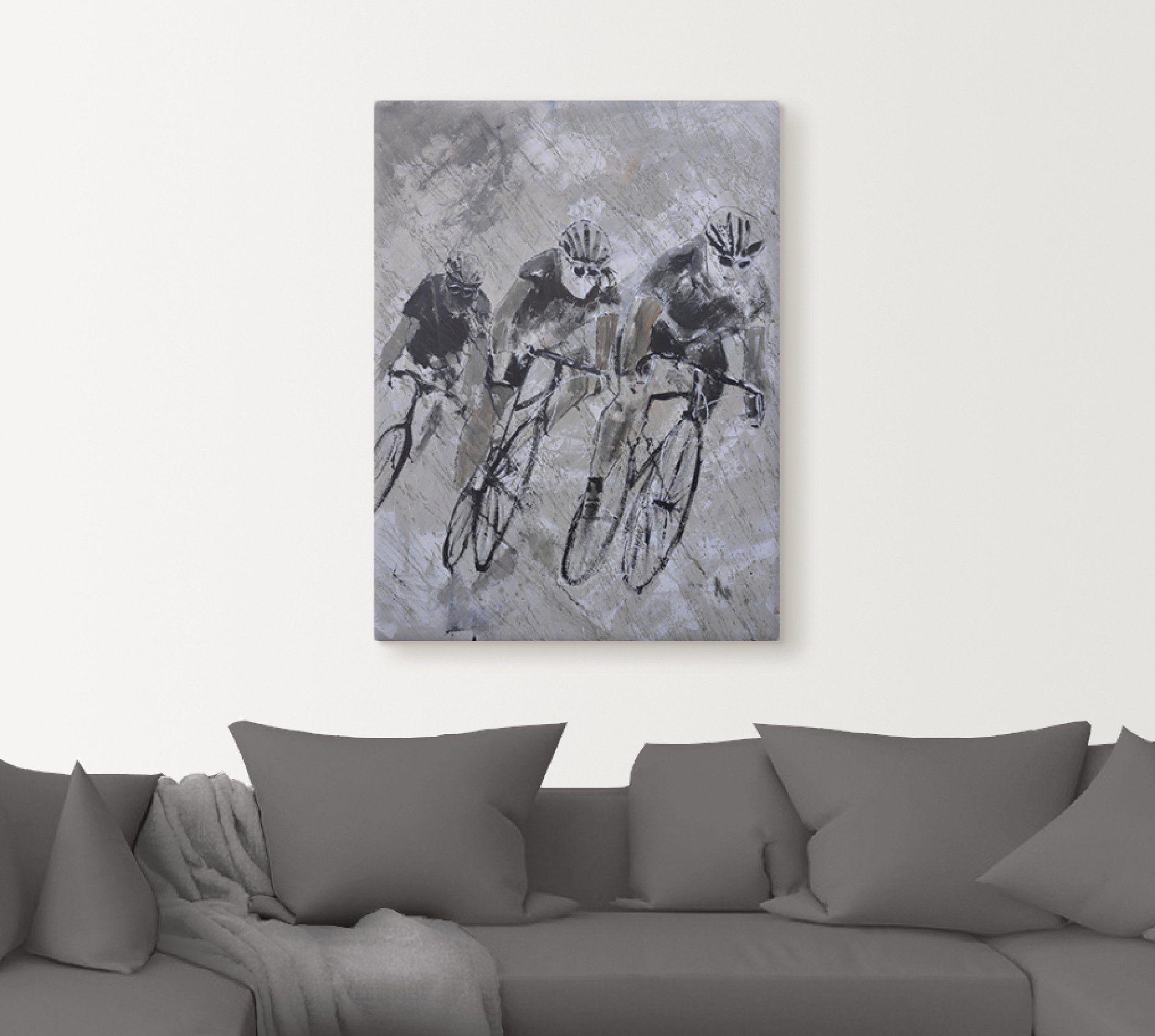 Artland Artprint Fietsen in de regen als artprint van aluminium, artprint voor buiten, artprint op linnen, poster in verschillende maten. maten