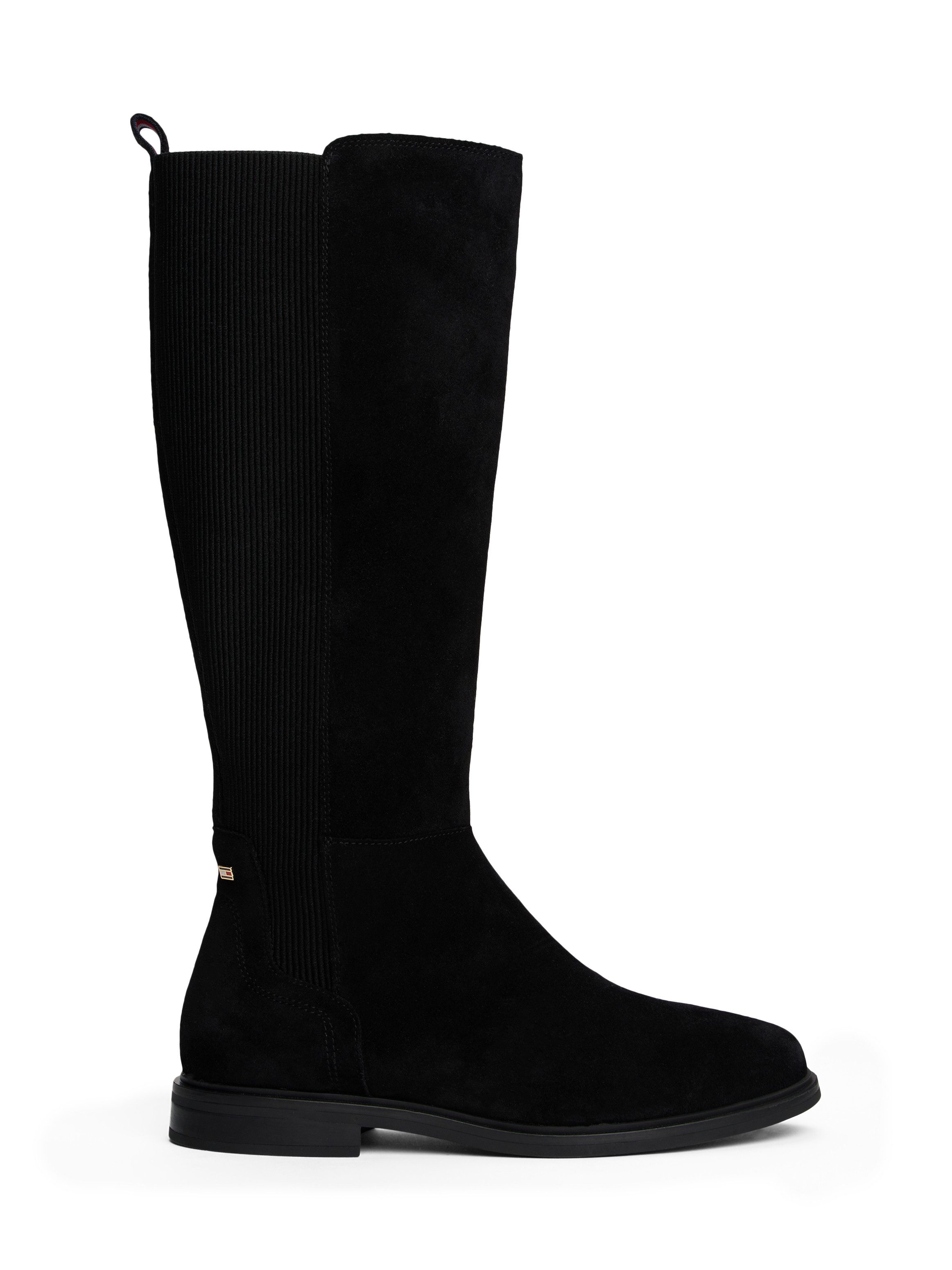 Tommy Hilfiger Laarzen FLAG SUEDE LONG BOOT , lange laars, ritssluitinglaars met logovlaggen-detail