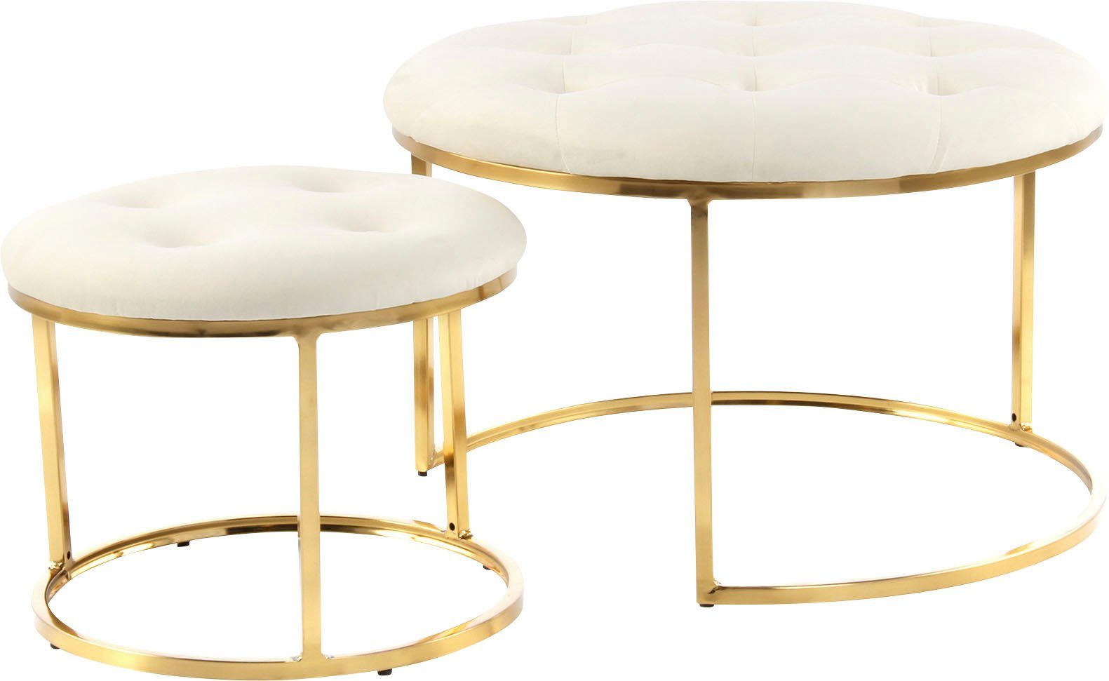 Kayoom Zithoek Kruk Becky 825 2-delige set, ronde vorm, trendy retro-stijl veelzijdig te gebruiken, modern, onderhoudsvriendelijk, ronde vorm (set, 2-delig)