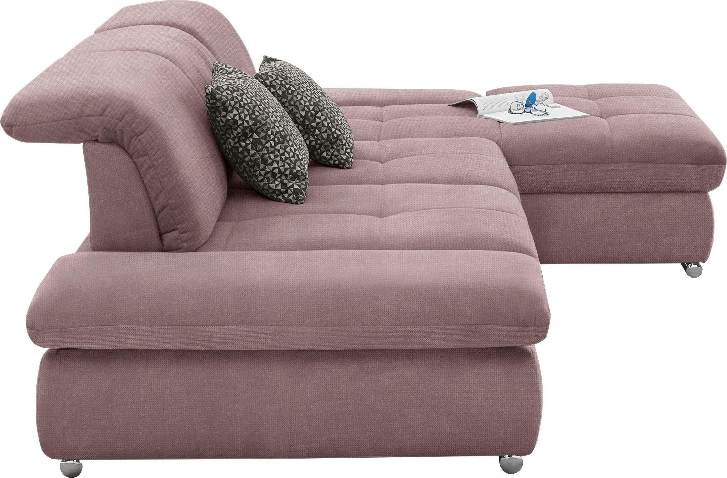 set one by Musterring Hoekbank SO4100 V met verstelbare hoofdeinden, optioneel met functies, cord bekleding