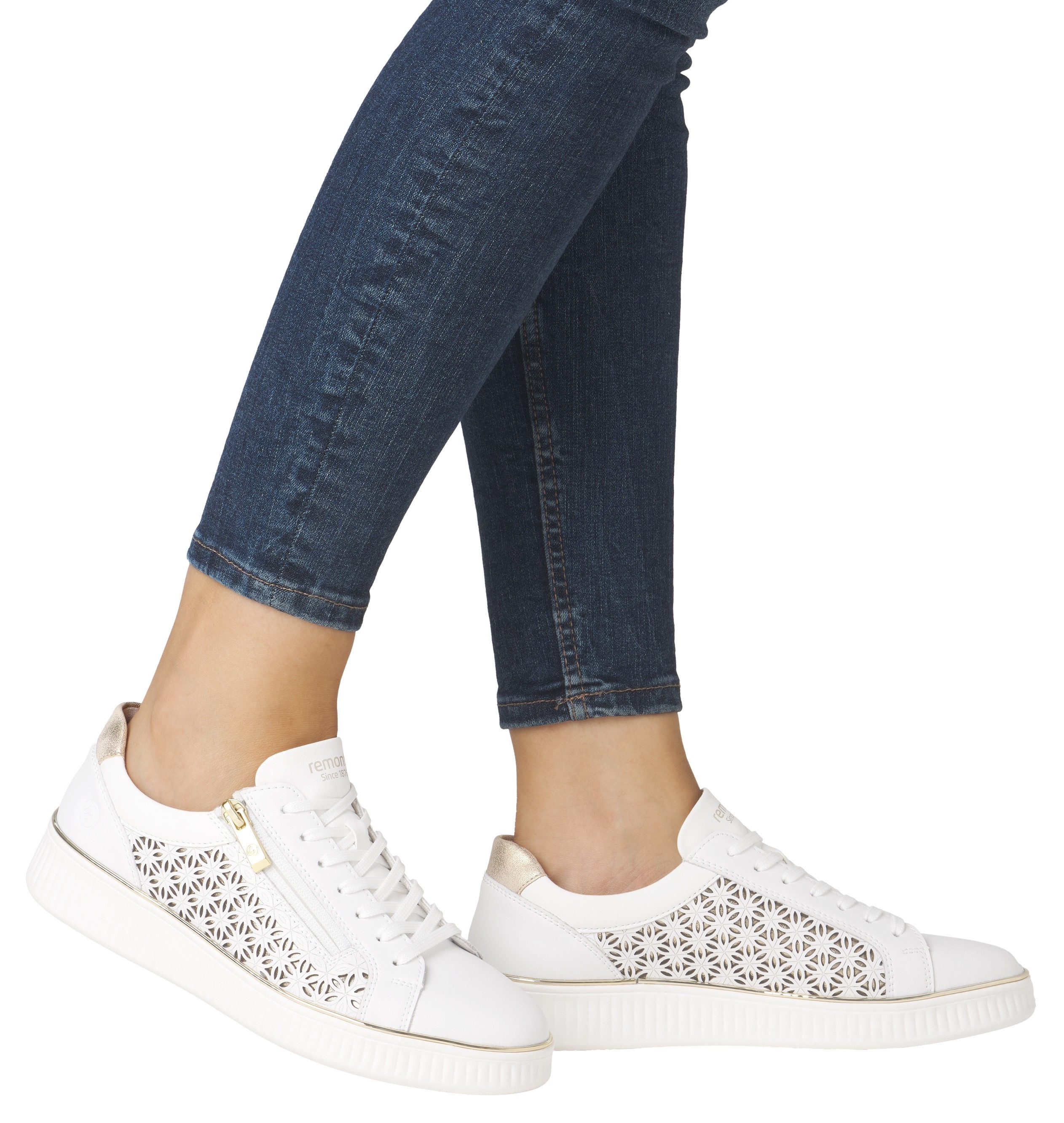 Remonte Plateausneakers , vrijetijdsschoen, veterschoen, lage schoen met perforatie