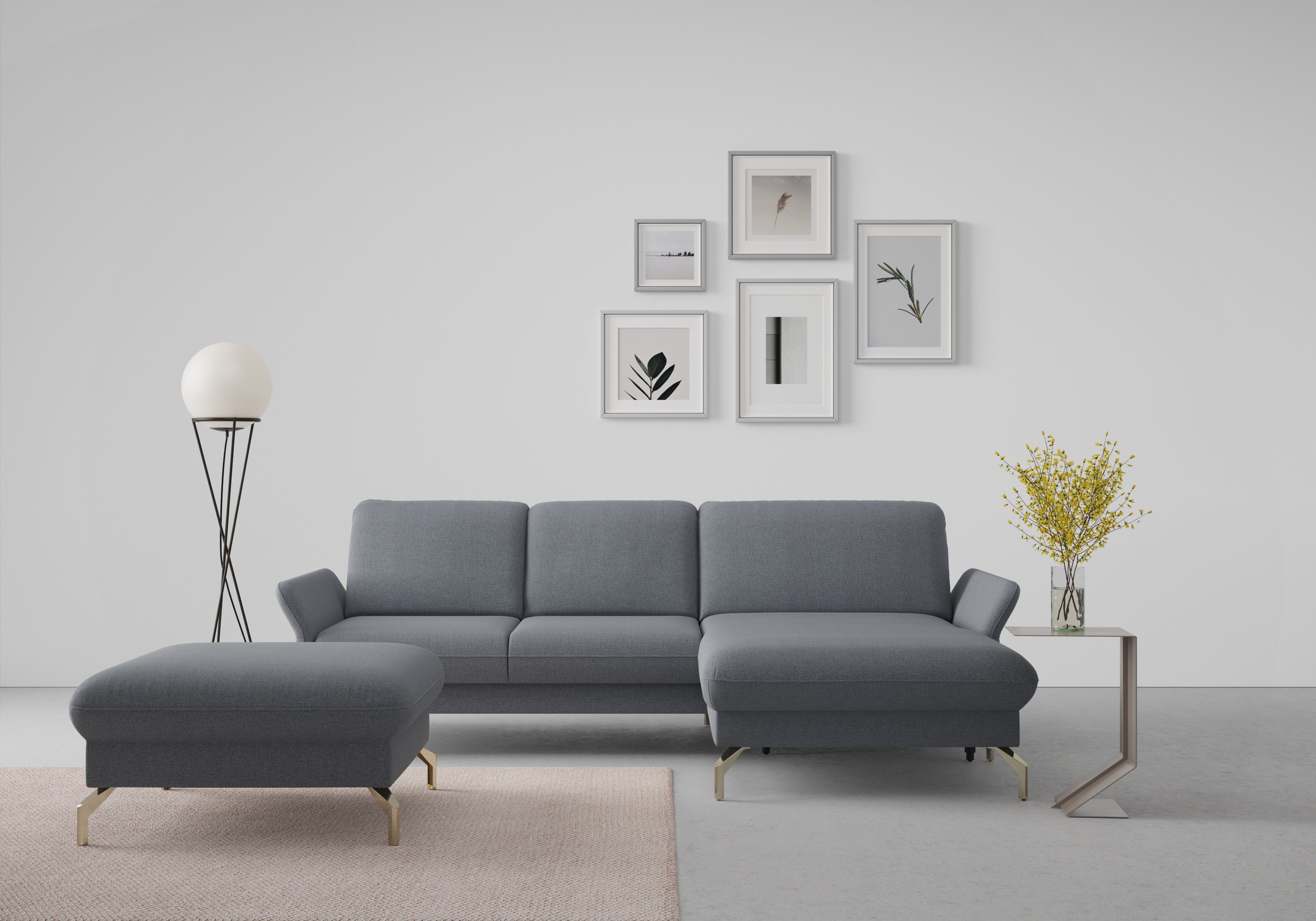sit&more Hoekbank Fashion L-vorm naar keuze met verstelbare hoofdsteun, uittrekzitting, motorisch, nikkel poten