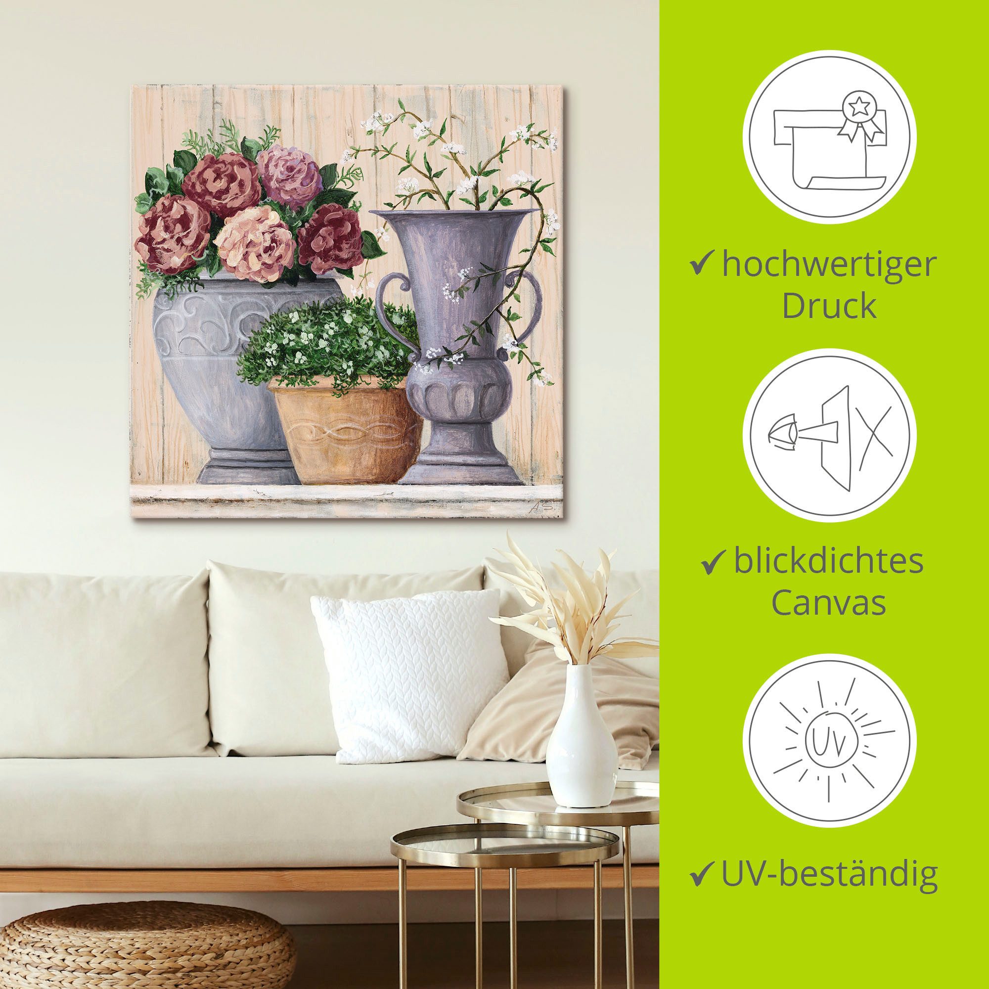 Artland Artprint Antieke bloemen_licht als artprint van aluminium, artprint voor buiten, artprint op linnen, poster, muursticker