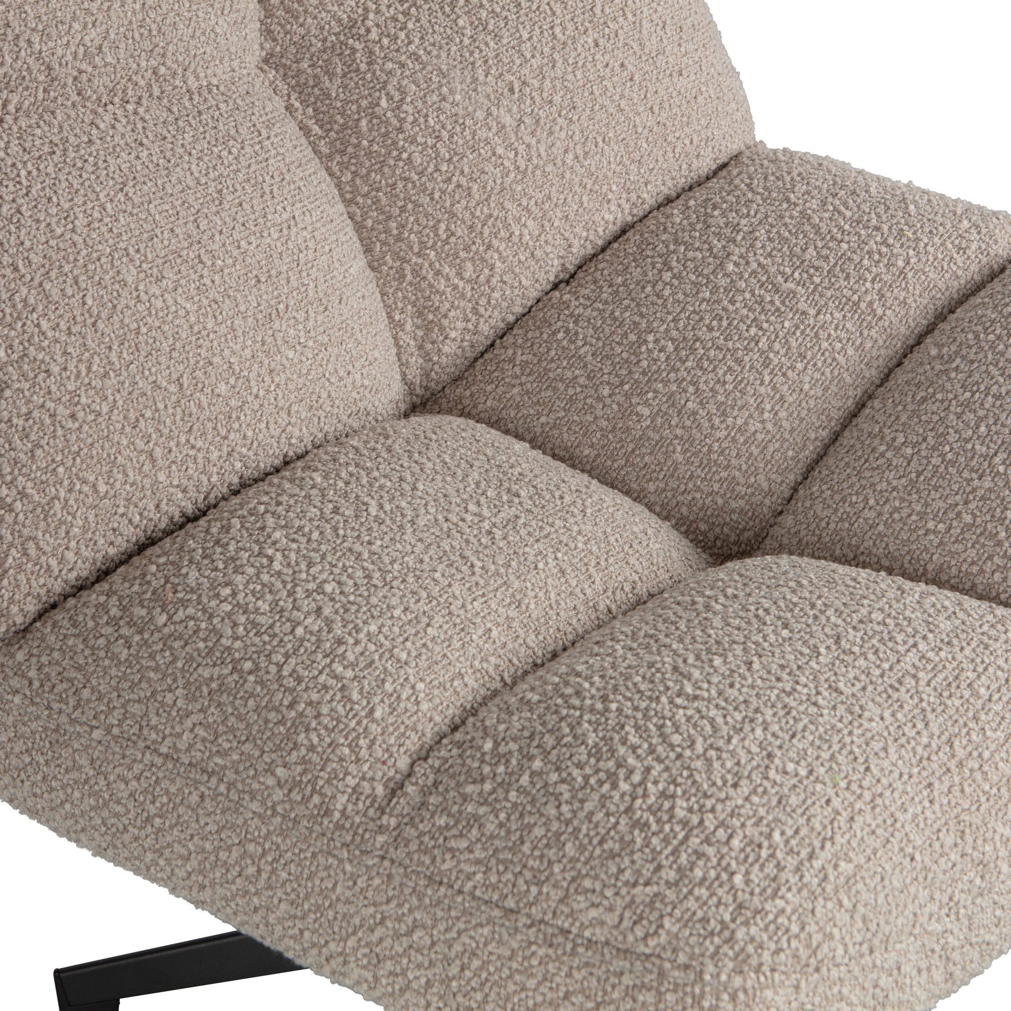 WOOOD Draaibare fauteuil Vinny gepolsterd met zacht bouclé, stevige metalen voet, breedte 75 cm
