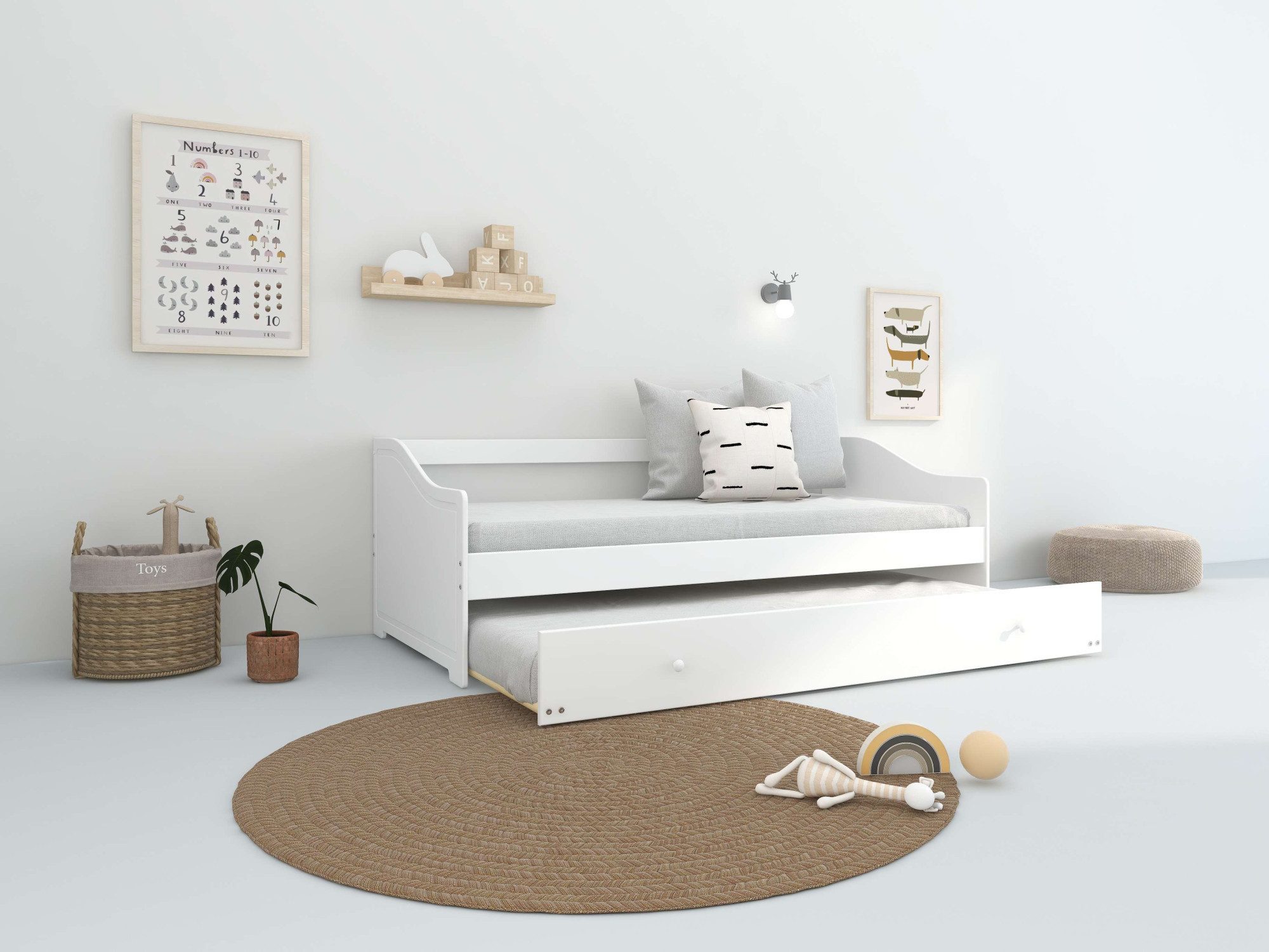 Home affaire Slaapbank Arlo, inclusief 2 matrassen + lattenbodems, jeugdbed, logeerbed (set, 5-delig) bedden wit