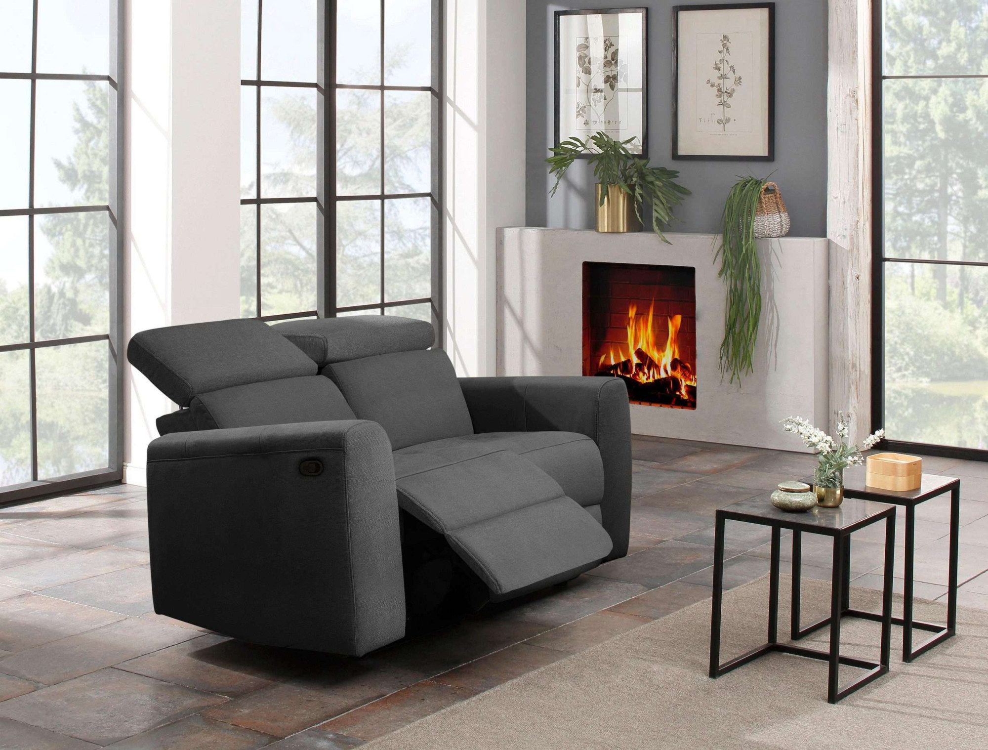 Home affaire 2-zitsbank Sentrano 152 cm, man. of electr. relaxfunctie en usb/kopverstelling