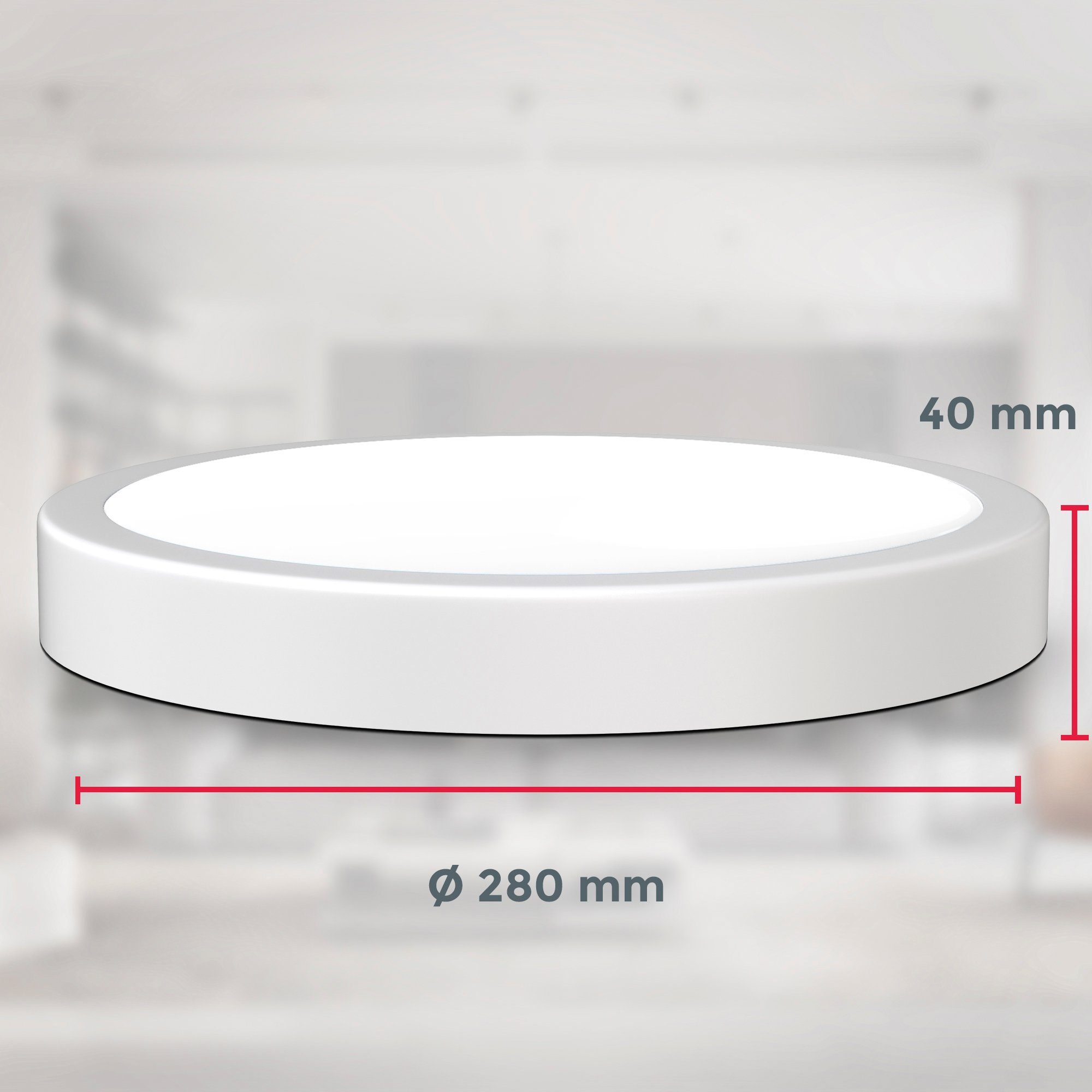 B.K.Licht Led-plafondlamp BK_DL1521 LED plafondlamp, Ø28cm, neutraal wit licht, wit Keukenlamp, 8 Watt, 2.000 lumen, 4.000 Kelvin woonkamerlamp (1 stuk)