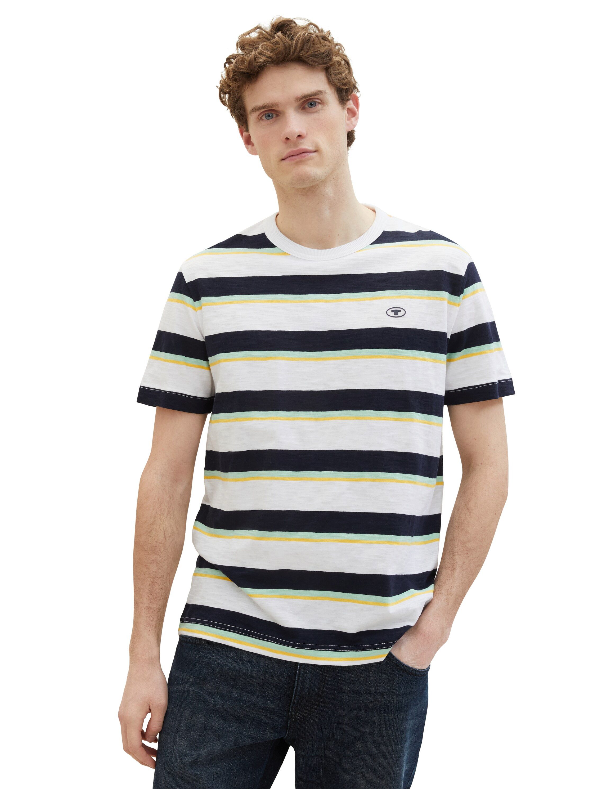 Tom Tailor Shirt met ronde hals met gestreept patroon