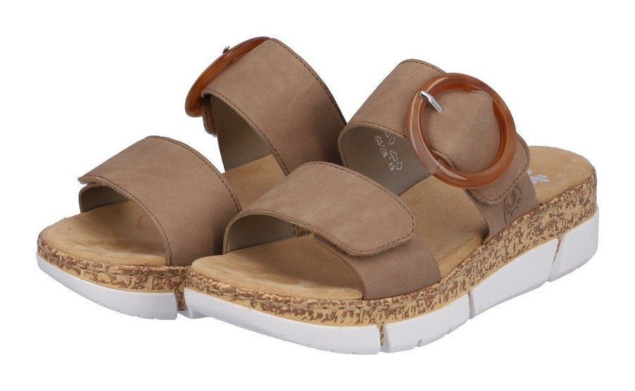 Rieker Slippers sleehak, zomerschoen, slippers met moderne siergesp