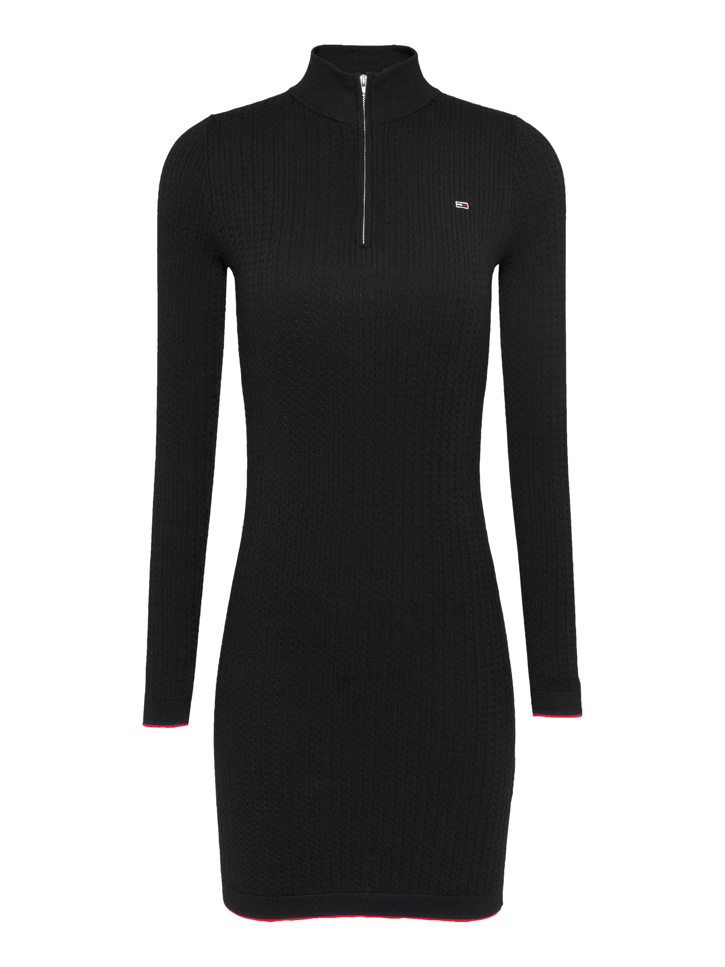 TOMMY JEANS Gebreide jurk TJW 1 4 ZIP SWEATER CABLE DRESS