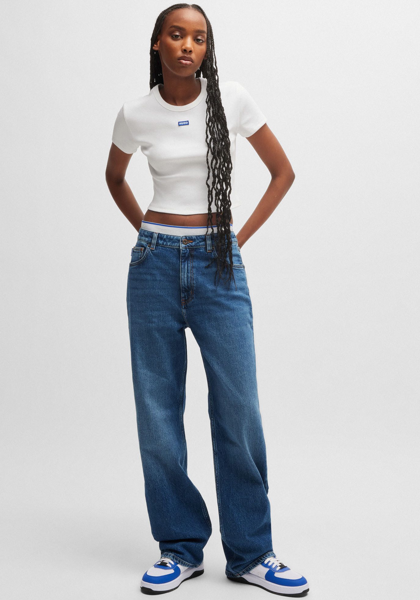 HUGO Blue Straight jeans Elyah Straight fit jeans met hoge taille, lange lengte 36