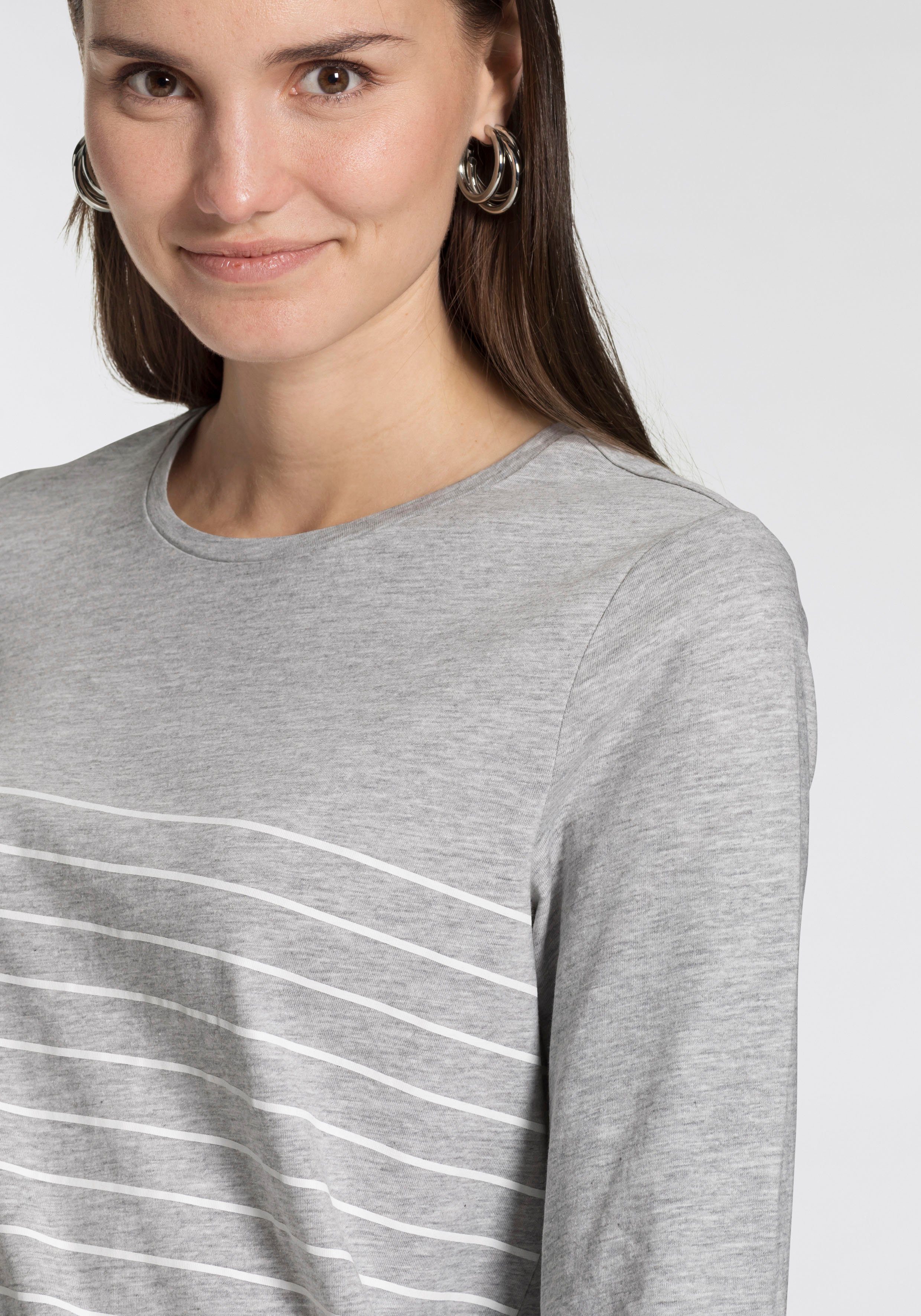 Tom Tailor Shirt met 3/4-mouwen dubbel - strepen + uni (2-delig, Set van 2)