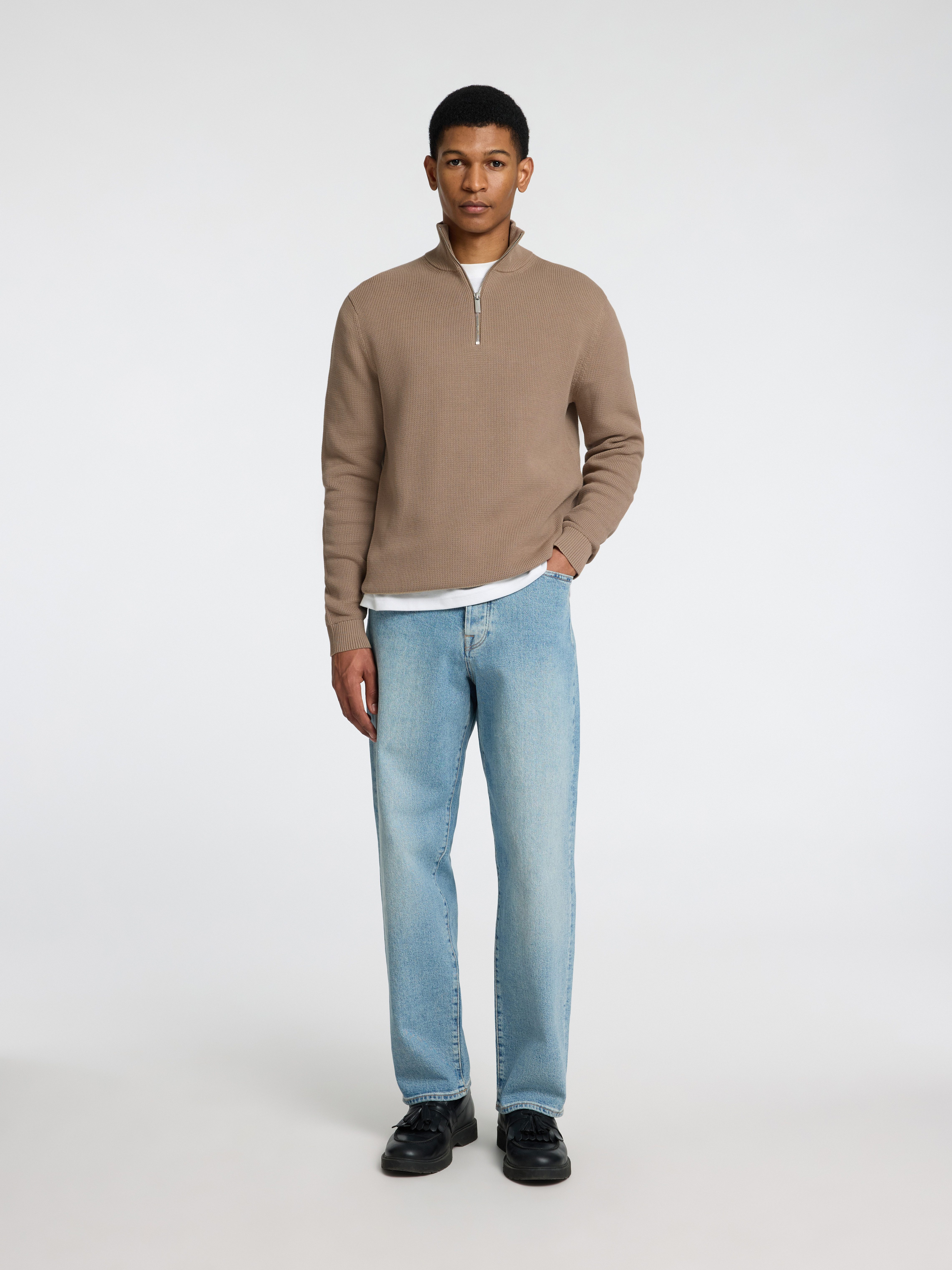 SELECTED HOMME Schipperstrui SLHDANE LS KNIT STRUCTURE HALF ZIP NOOS
