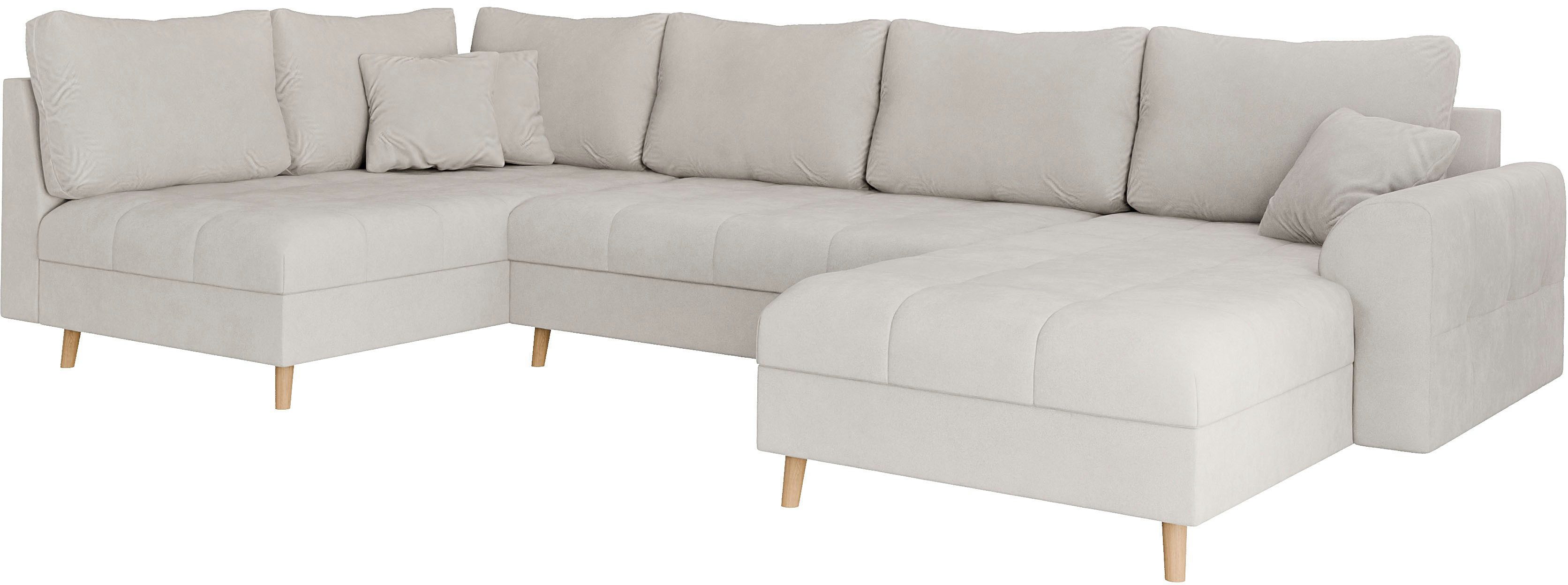 Home affaire Zithoek CHARRE U-vorm met ottomane, afmetingen B/D/H: 310/161/81 cm fijne stiksels, losse rug- en sierkussens, ook in cord en bouclé