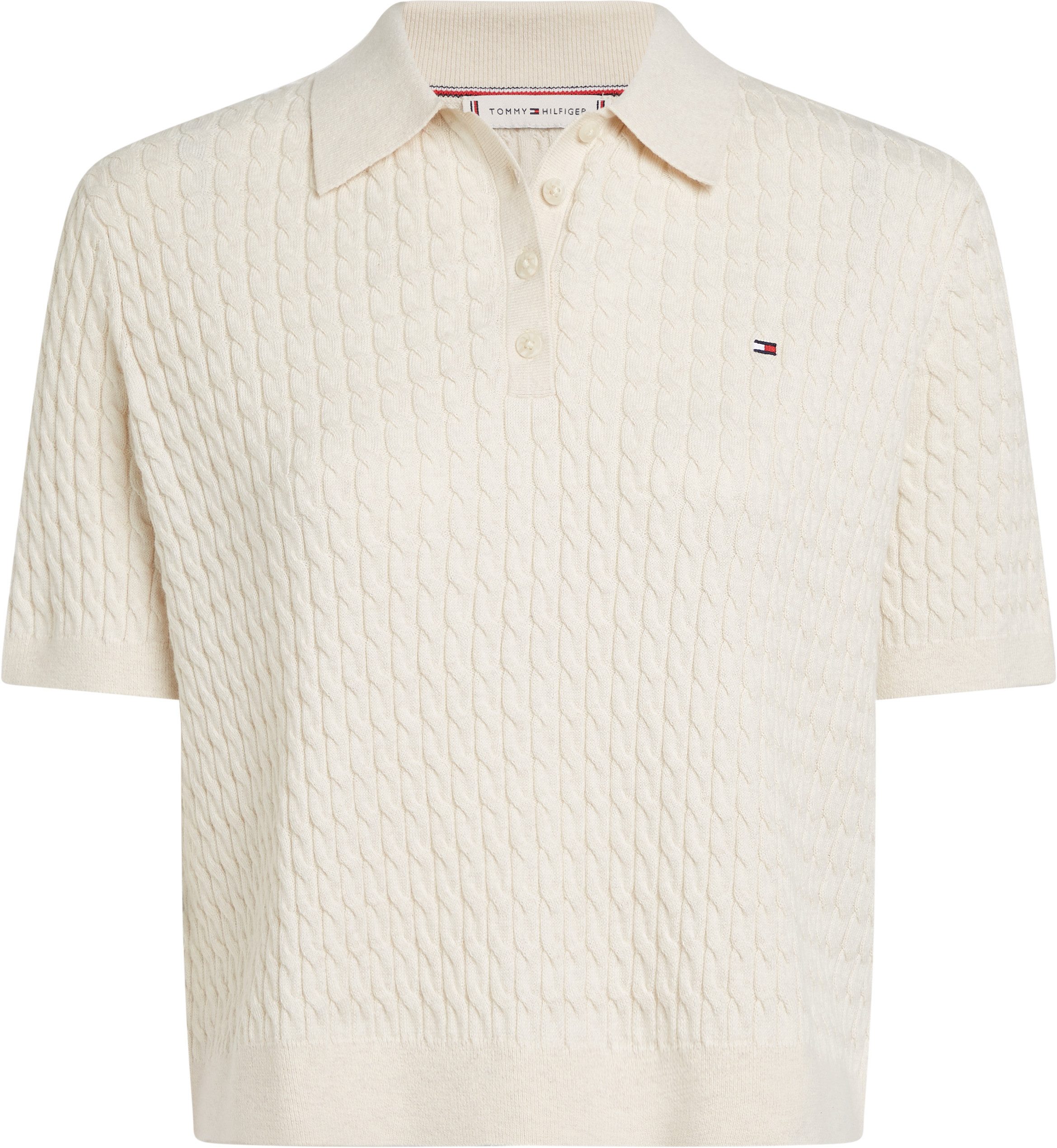 Tommy Hilfiger Trui met polokraag CO CABLE POLO SWEATER SS
