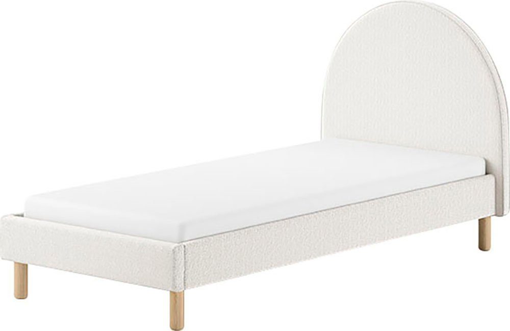 Vipack Gestoffeerd bed Moon 2 breedtes (90 of 140 cm), lattenbodem, bouclé stof, naar keuze 4 kleuren bedden