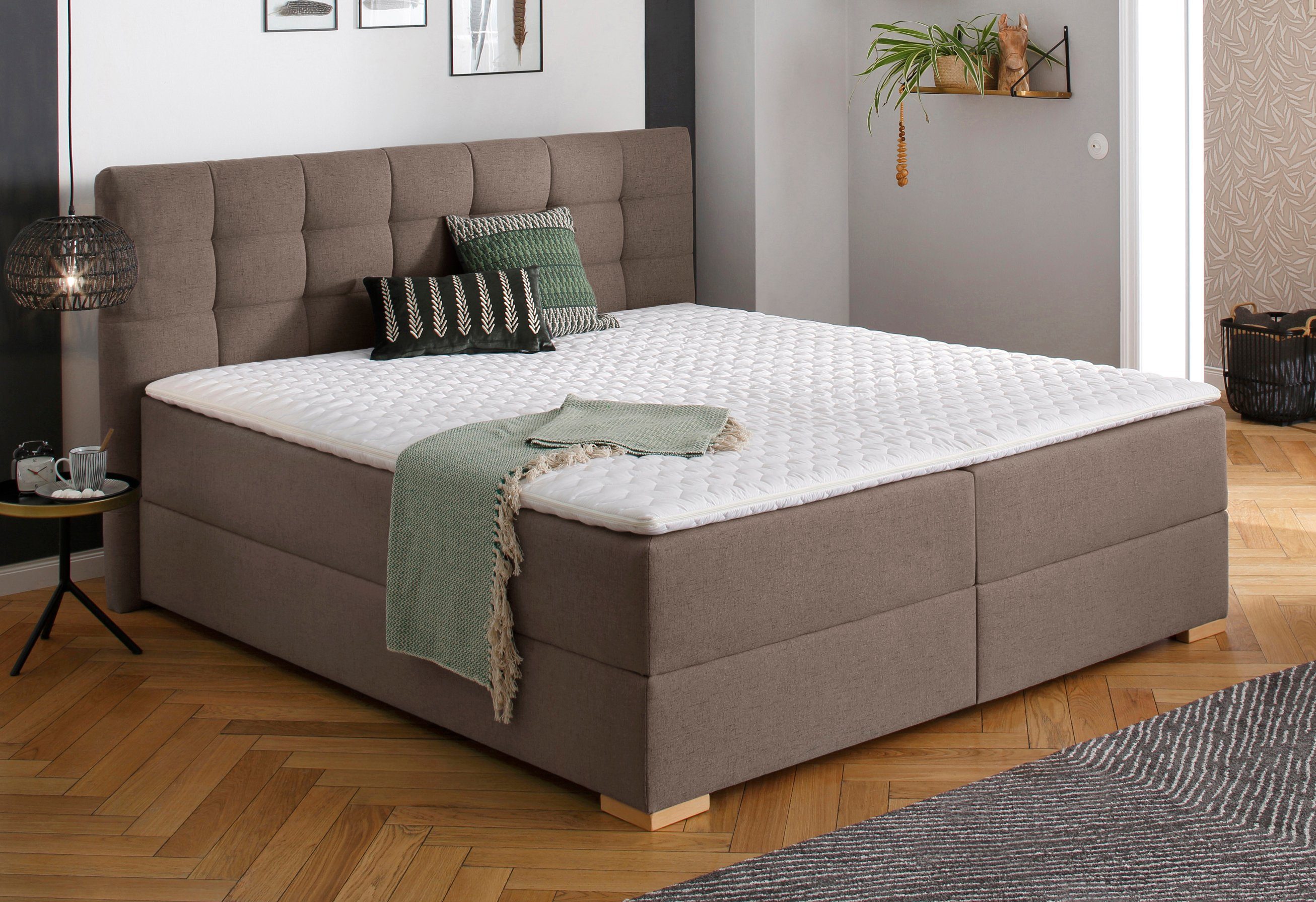 Home affaire Boxspring Olivet in 4 kleuren, 4 breedten, 2 matrassoorten, ook in extra lang 220 cm