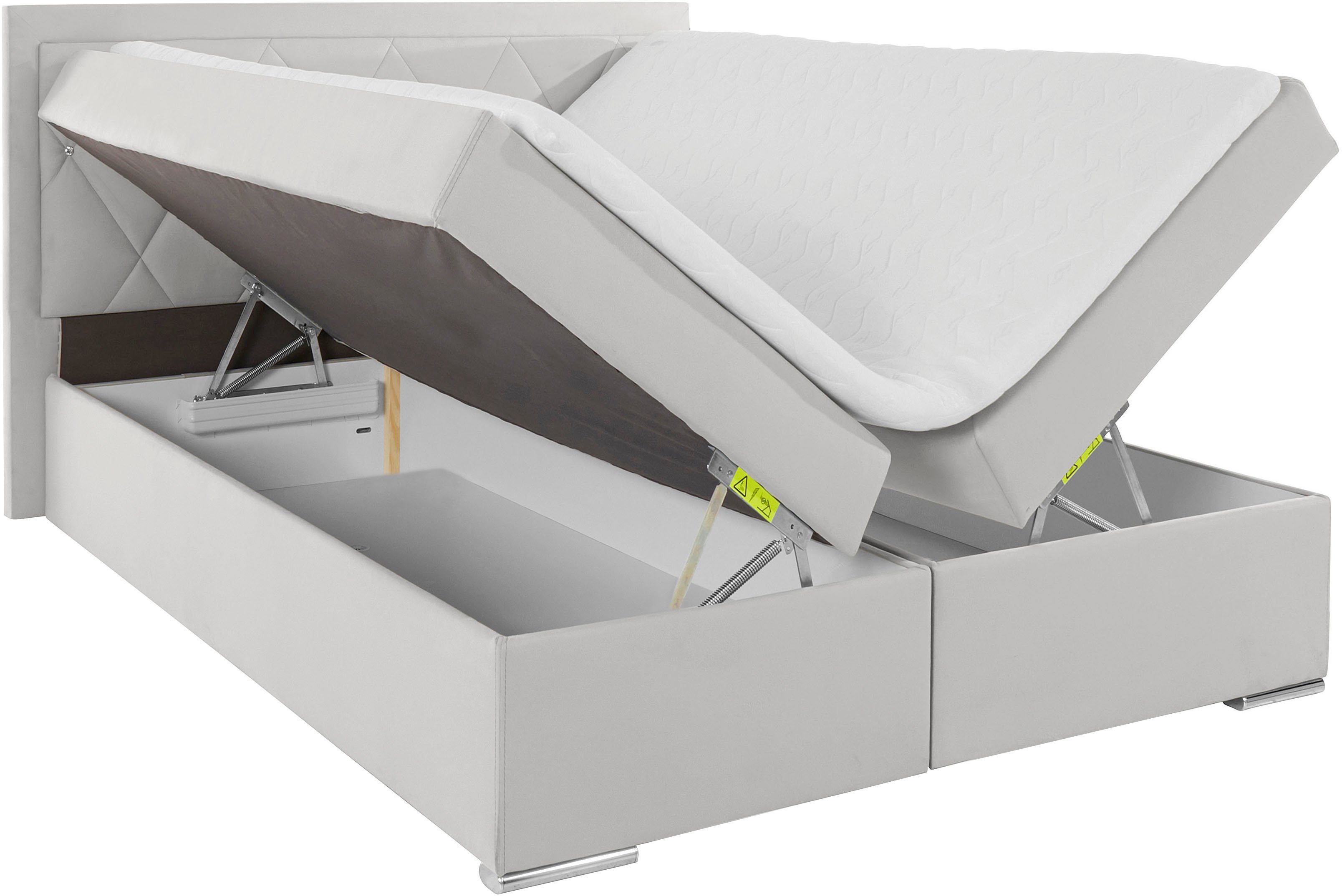 Leonique Boxspring Alfie, bestseller, optioneel met bedlade met strassteentjes in het hoofdbord, h2, h3 en h4 ter keuze