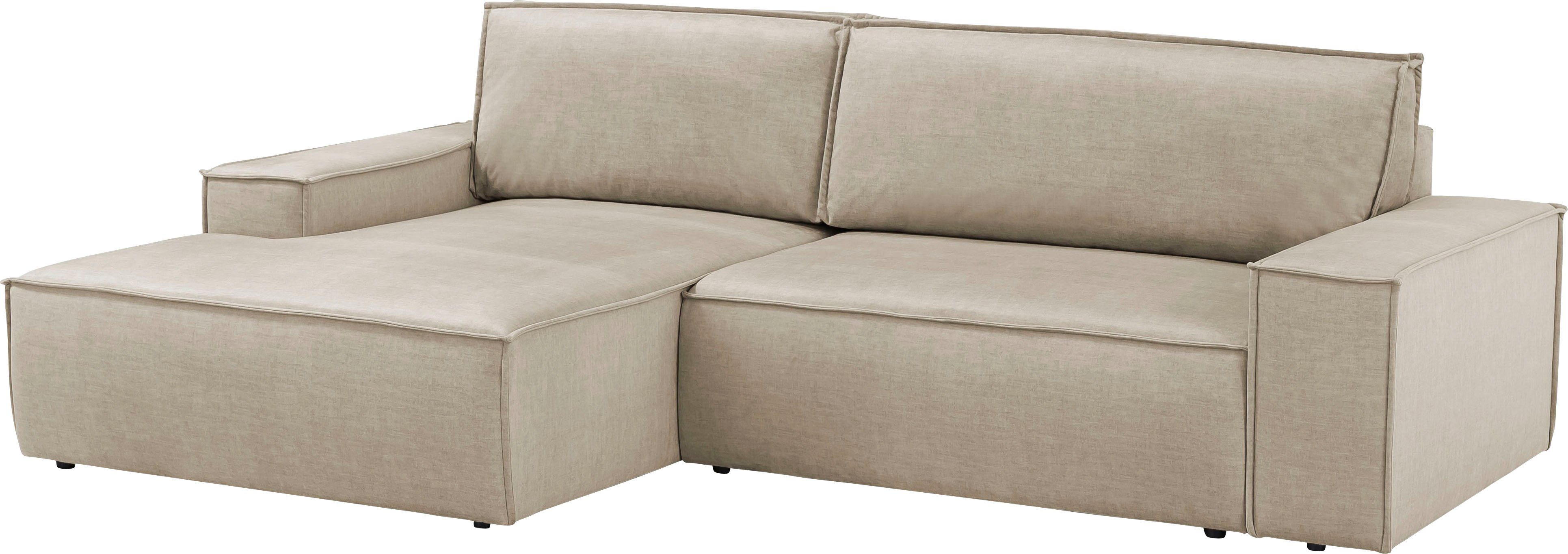 Home affaire Hoekbank SHERWOOD bedbank 267 cm, L-model, Slaapfunctie met bedlade (210x136 cm), cord, vintage, fluweel