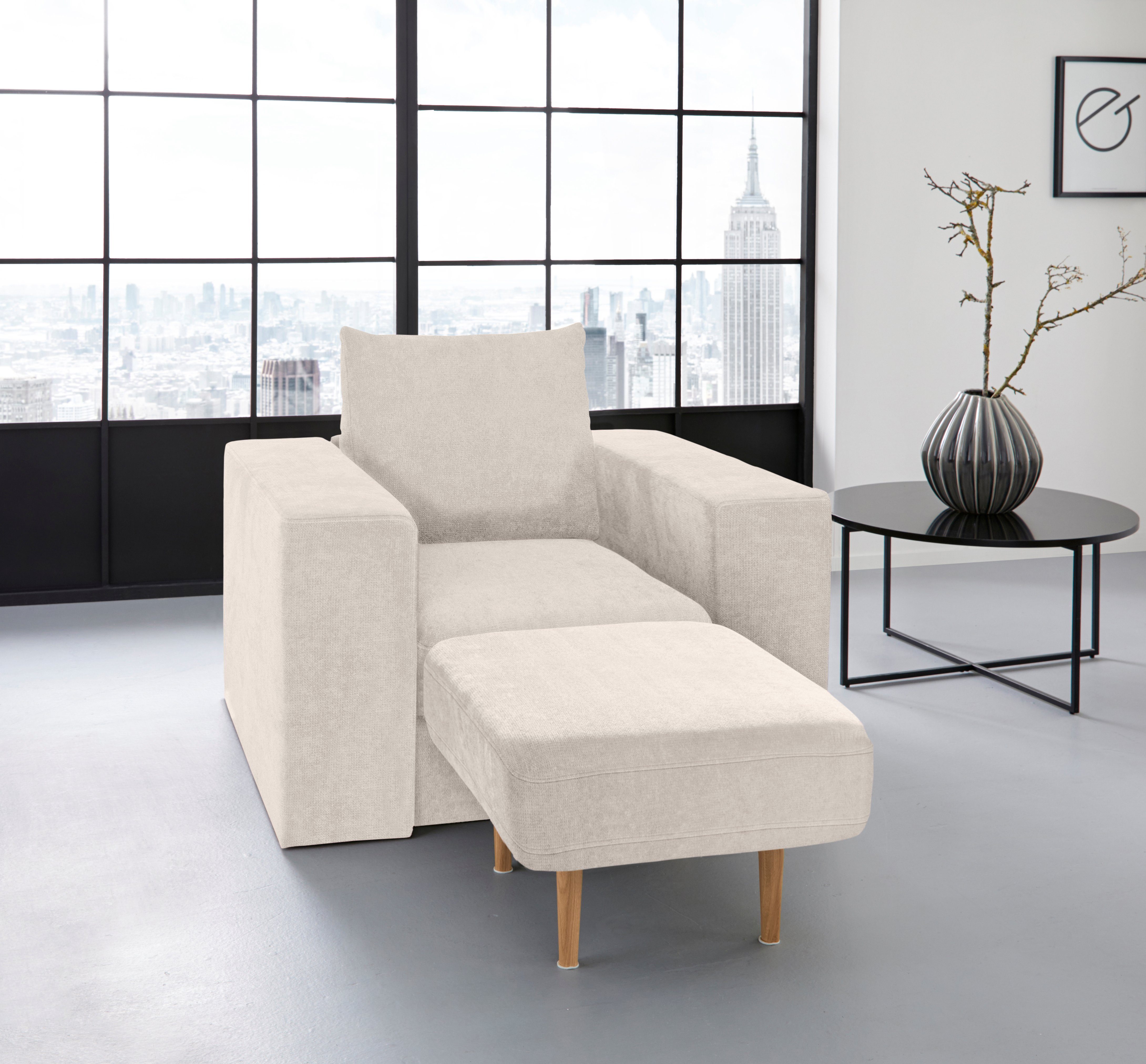 LOOKS BY WOLFGANG JOOP Fauteuil Looksv Aan te passen fauteuil: fauteuil wordt fauteuil met hocker