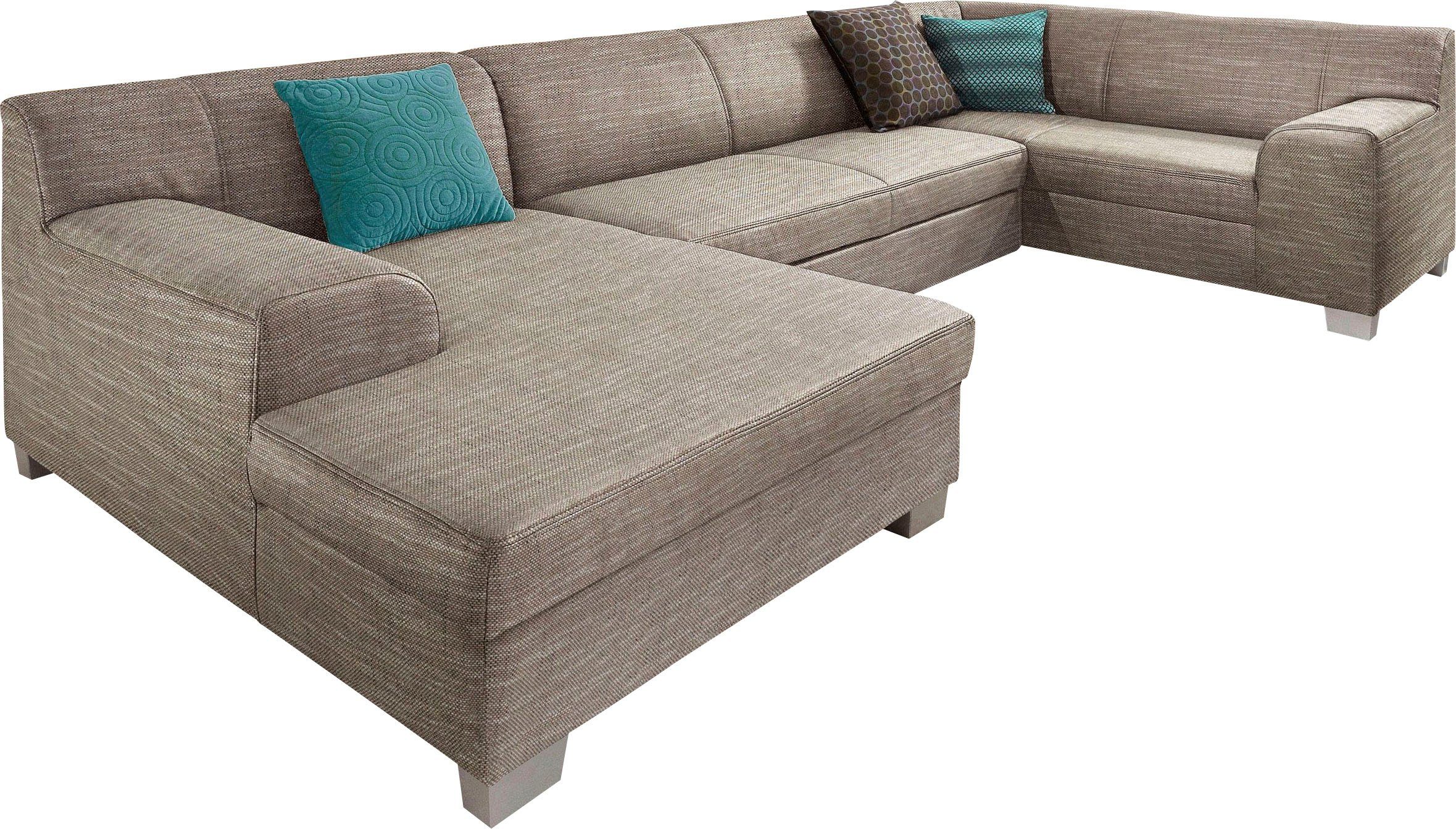 DOMO collection Zithoek Amando U-vorm naar keuze met bedfunctie, stevig zitcomfort, vrij in de ruimte te plaatsen