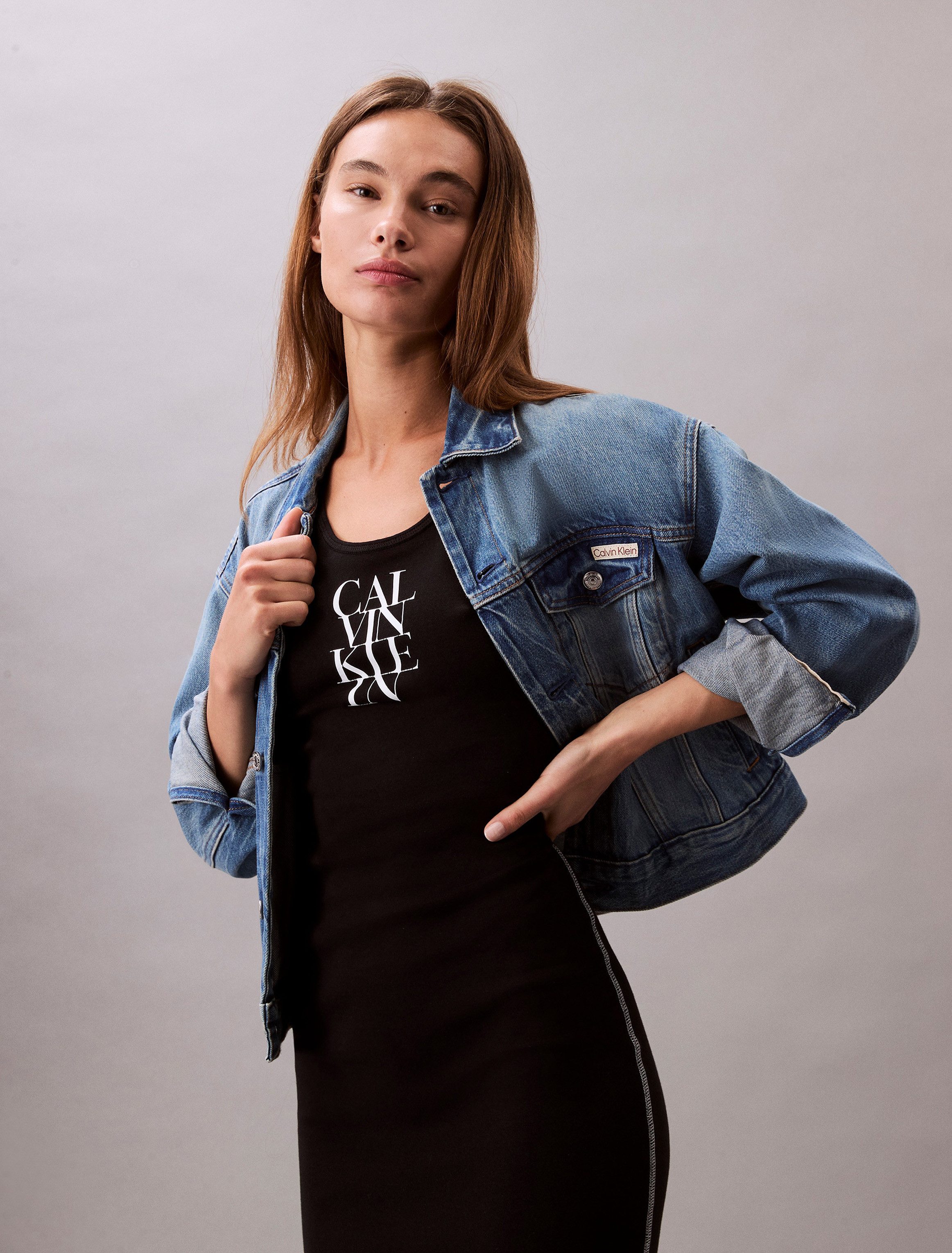 Calvin Klein Jerseyjurk SL COTTON 1X1 RIB TANK DRESS