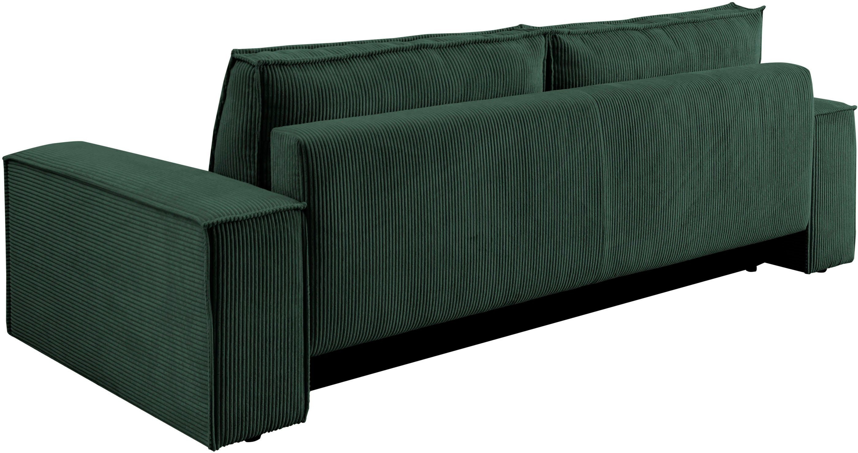 Home affaire 3-zitsbank SHERWOOD slaapbank (257 cm) ribfluweel, velours, vintage lederlook