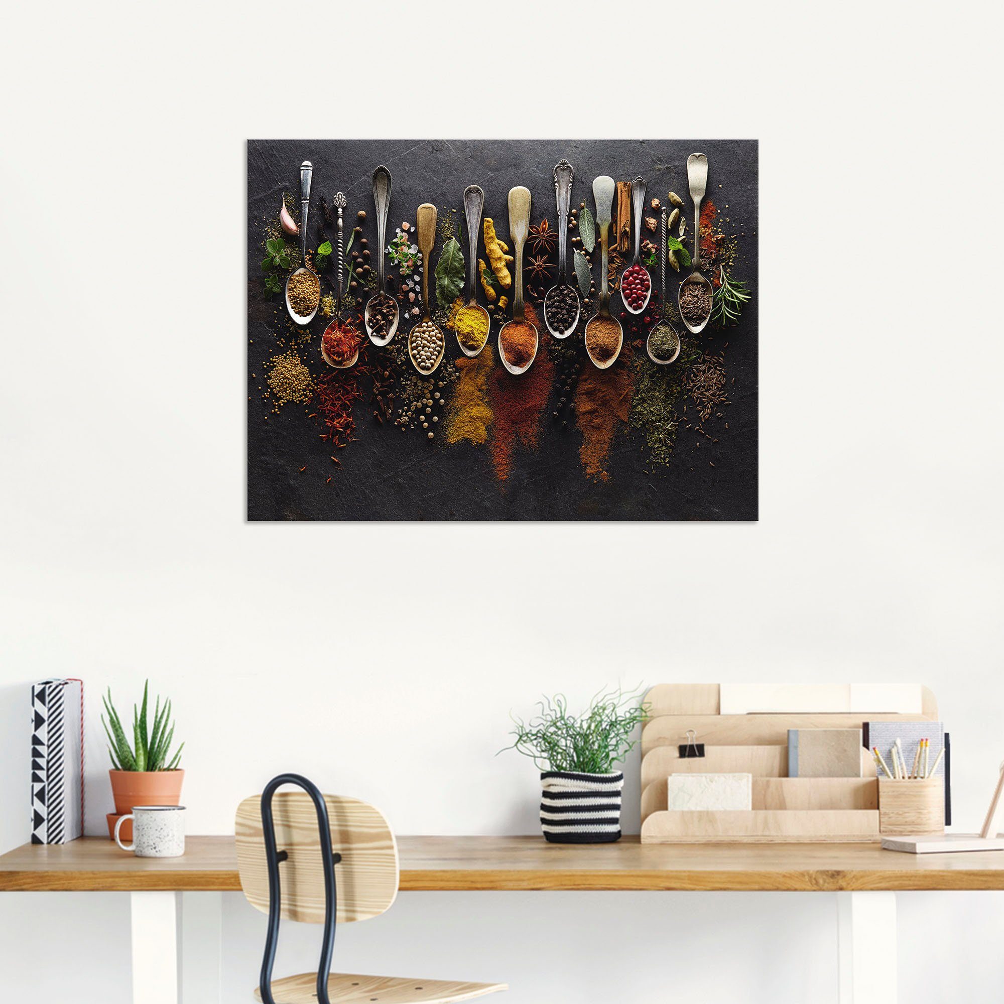 Artland Artprint Kruiden specerijen leisteen als artprint van aluminium, artprint voor buiten, artprint op linnen, poster, muursticker